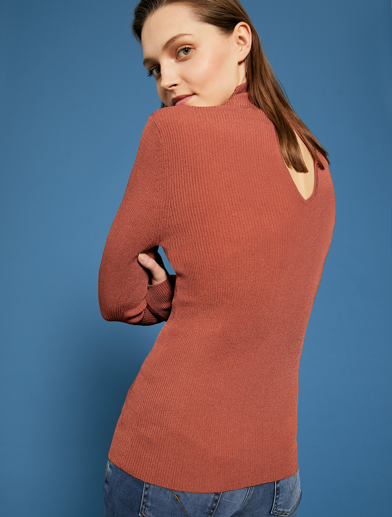 Ribbed knit turtleneck, brown - Pennyblack Ribbed knit turtleneck - brown - pennyblack