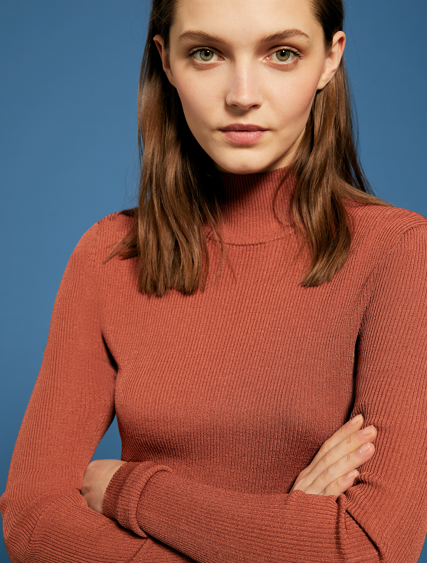 Ribbed knit turtleneck, brown - Pennyblack Ribbed knit turtleneck - brown - pennyblack