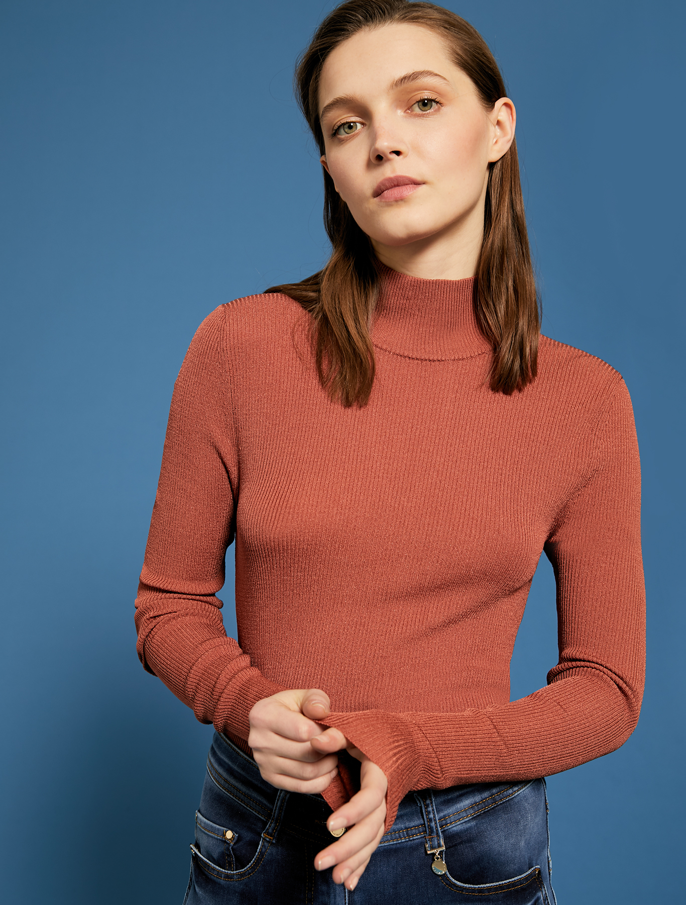 Ribbed knit turtleneck, brown - Pennyblack Ribbed knit turtleneck - brown - pennyblack