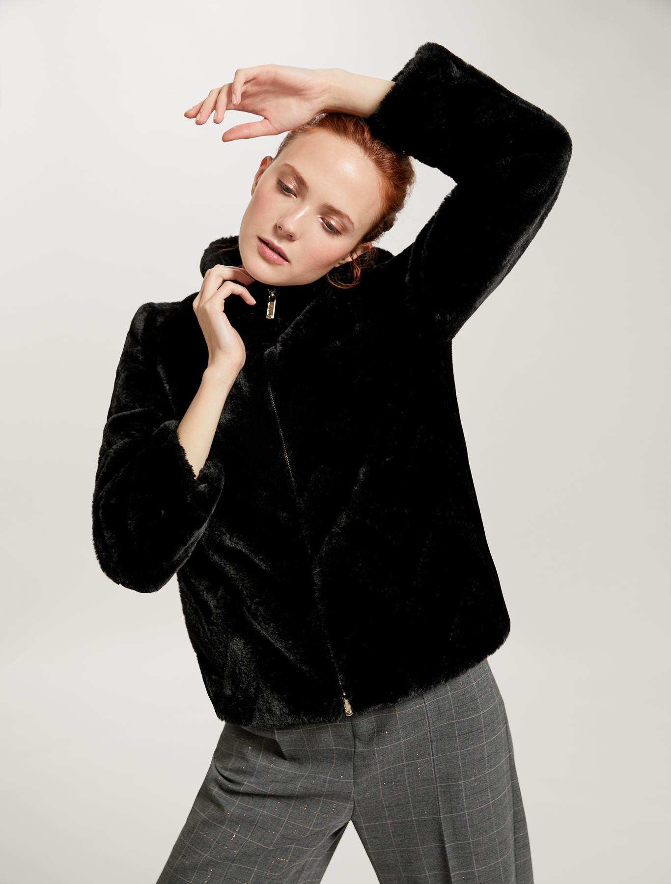 Zipped plush jacket, black - Pennyblack Zipped plush jacket - black - pennyblack