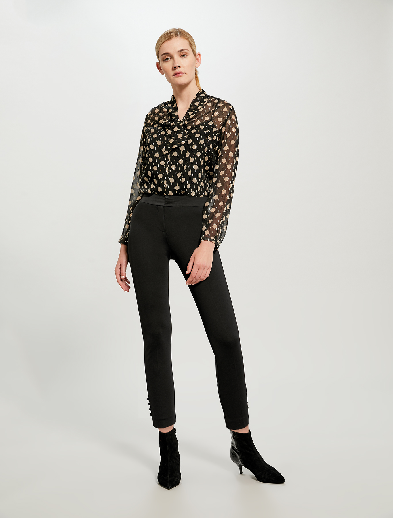 Skinny trousers with boule buttons, black - Pennyblack