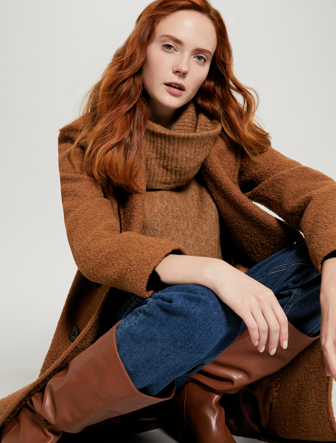 Double-breasted bouclé coat, brown - Pennyblack Double-breasted bouclé coat - brown - pennyblack