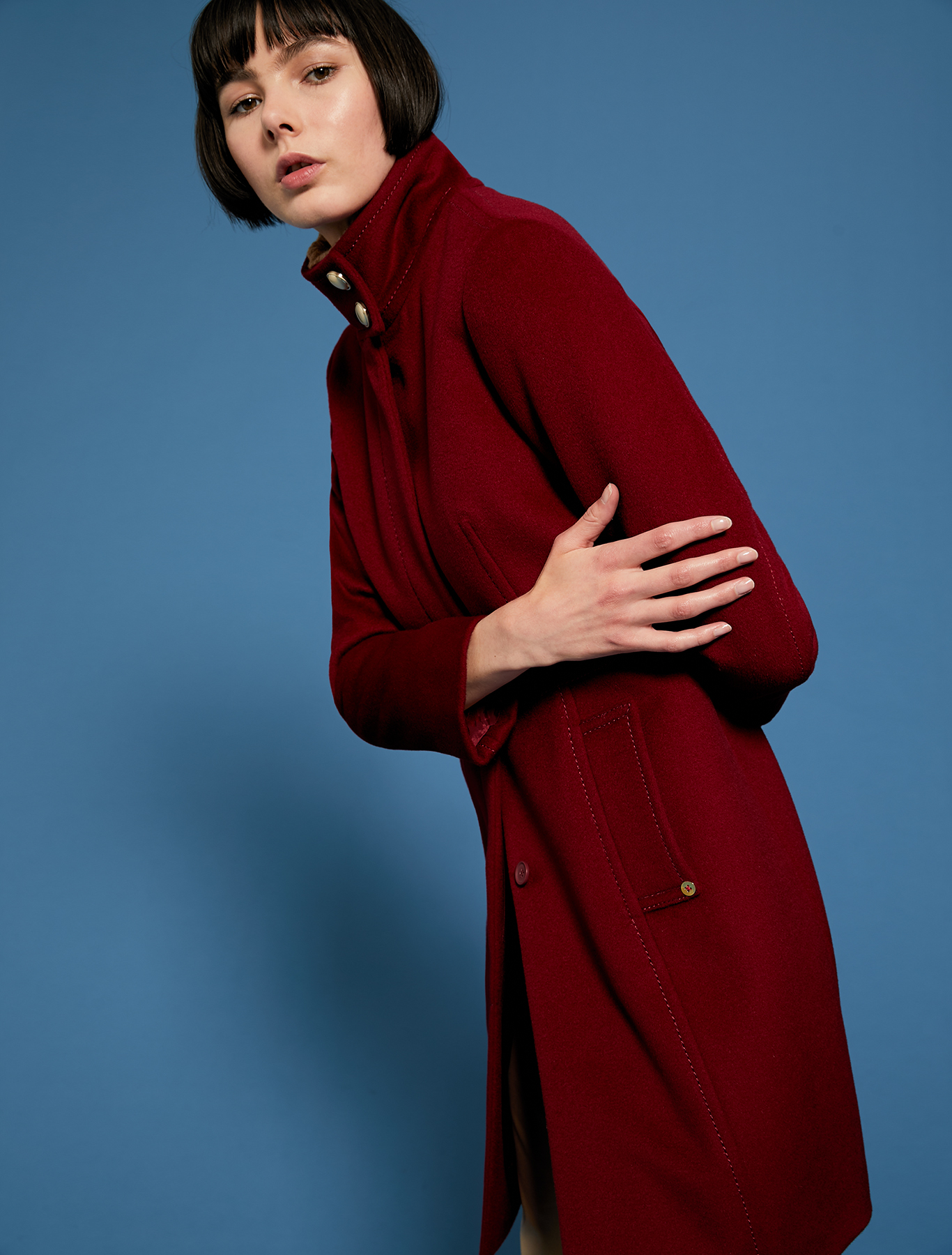 Pure wool slim-fit coat, burgundy - Pennyblack Pure wool slim-fit coat - burgundy - pennyblack