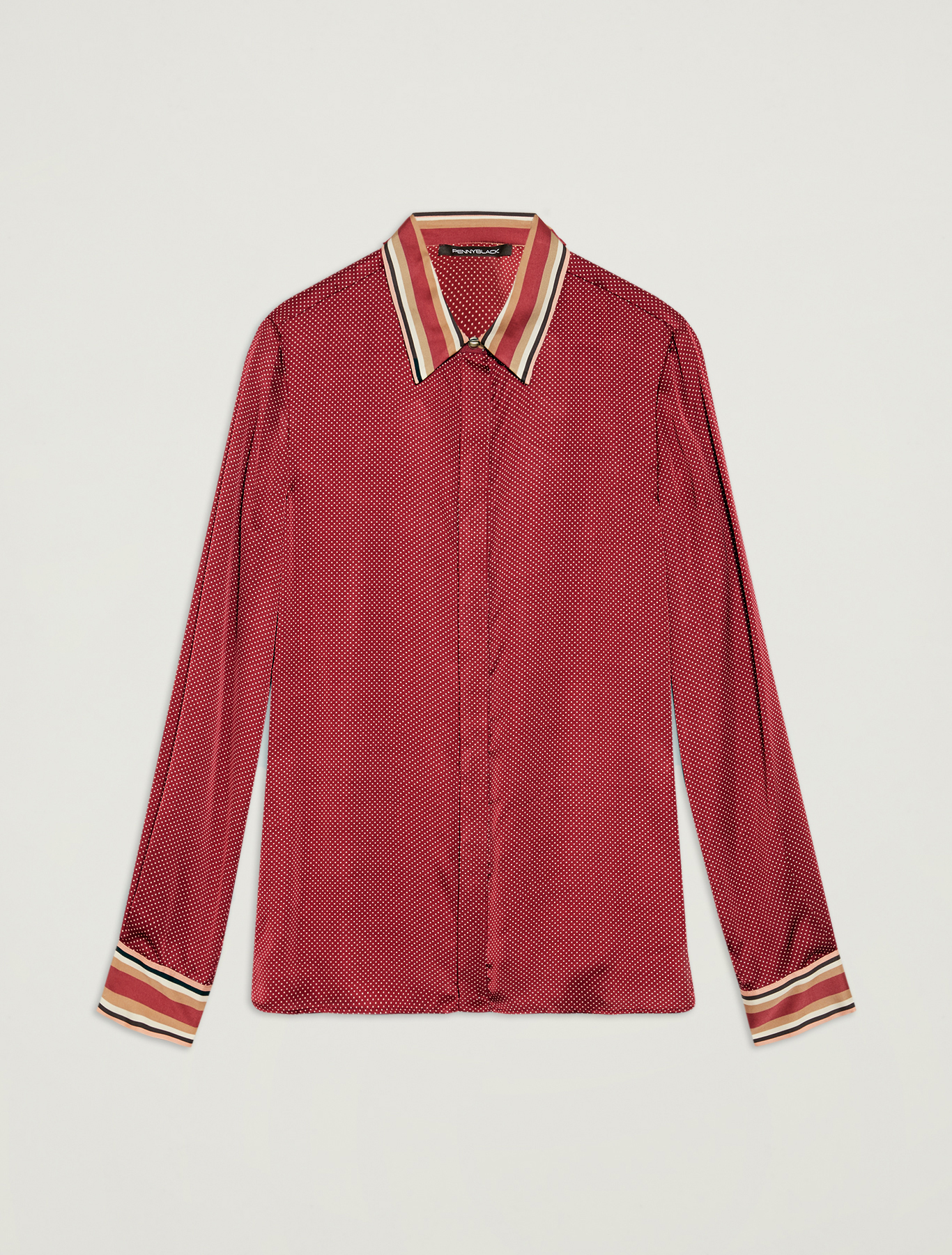 Camicia in raso stampa foulard, fantasia rosso - Pennyblack Camicia in raso stampa foulard - fantasia rosso - pennyblack