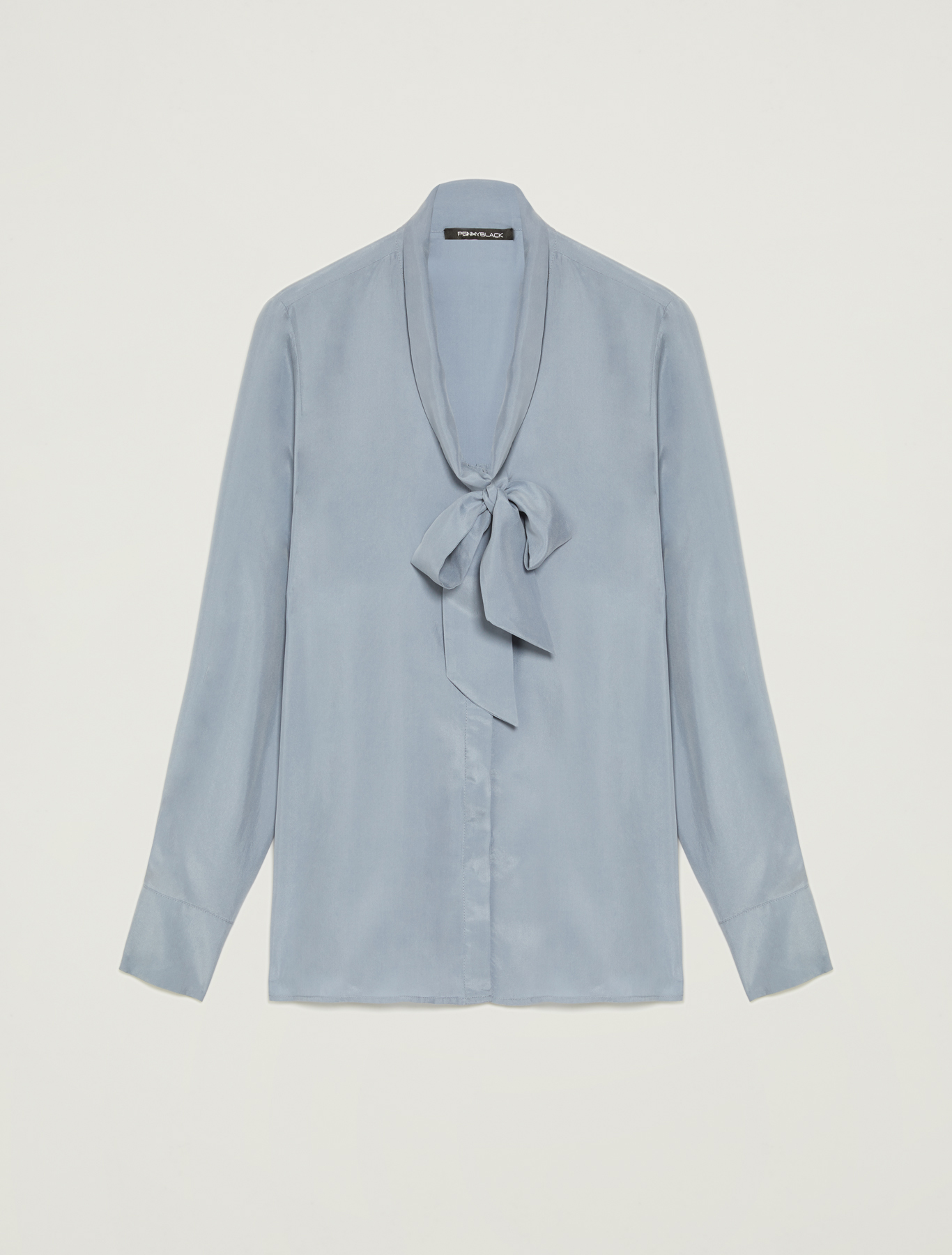 Pure silk shirt with bow, light blue - Pennyblack Pure silk shirt with bow - light blue - pennyblack