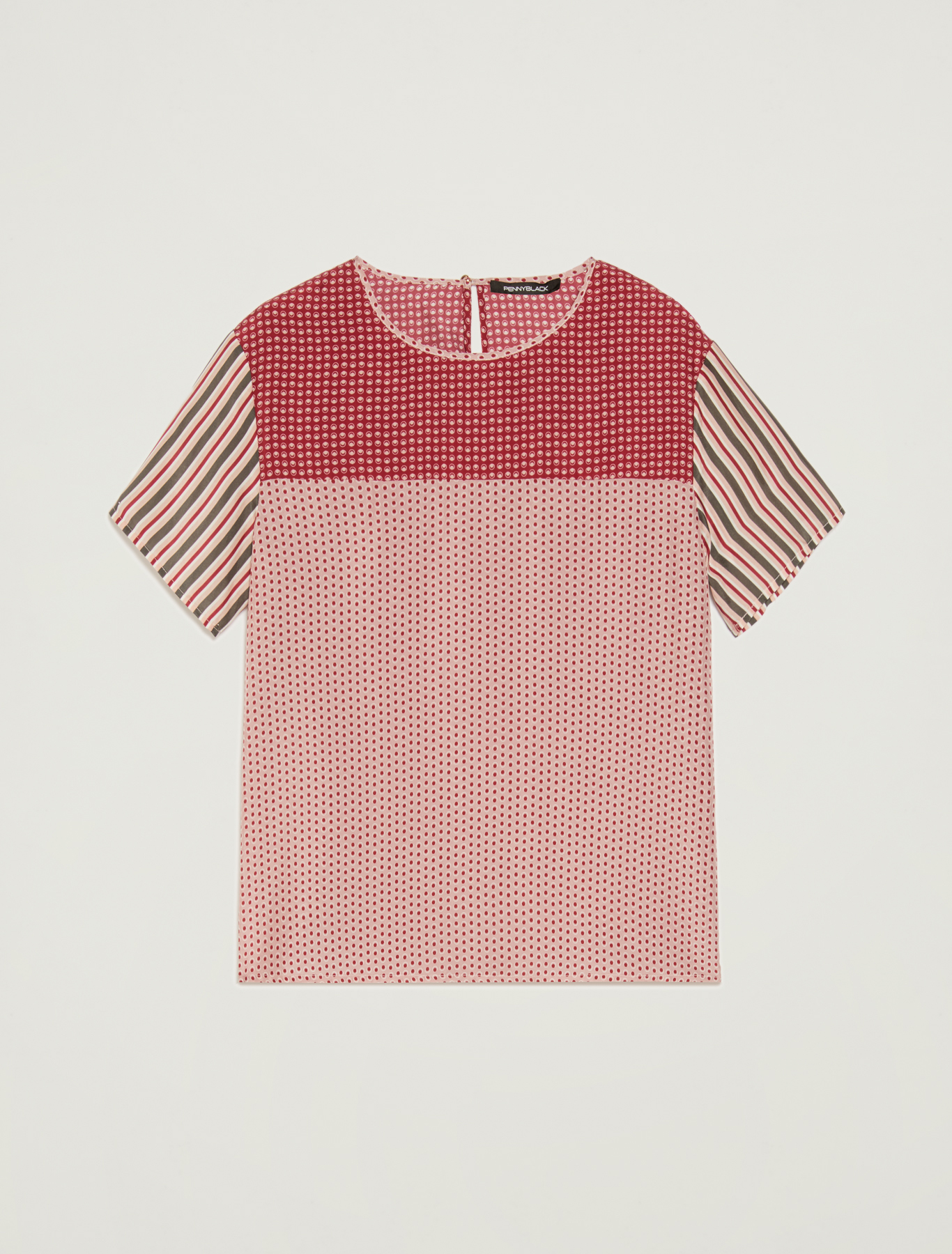 Patchwork blouse in pure silk, burgundy pattern - Pennyblack Patchwork blouse in pure silk - burgundy pattern - pennyblack