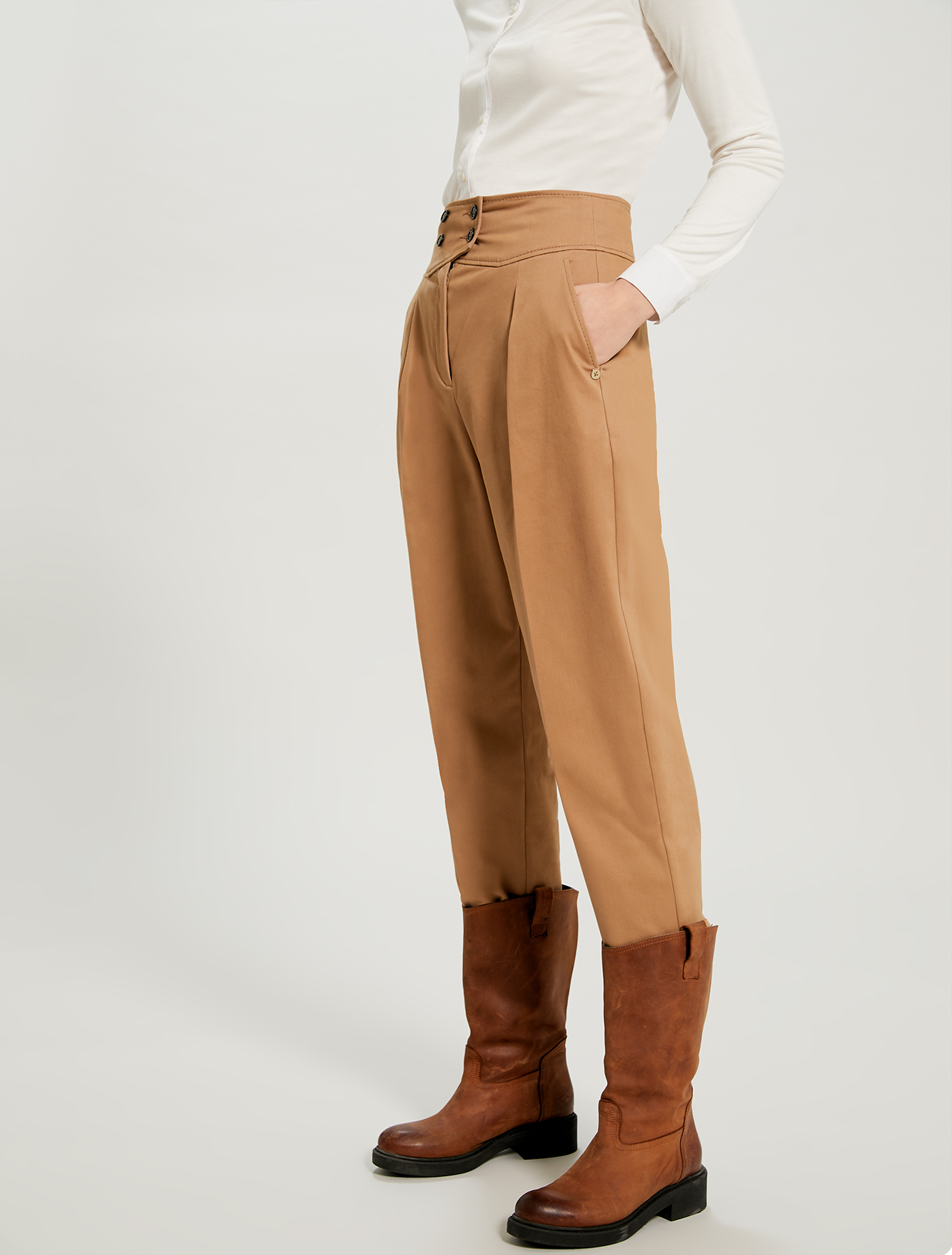 Cotton satin trousers, beige - Pennyblack Cotton satin trousers - beige - pennyblack