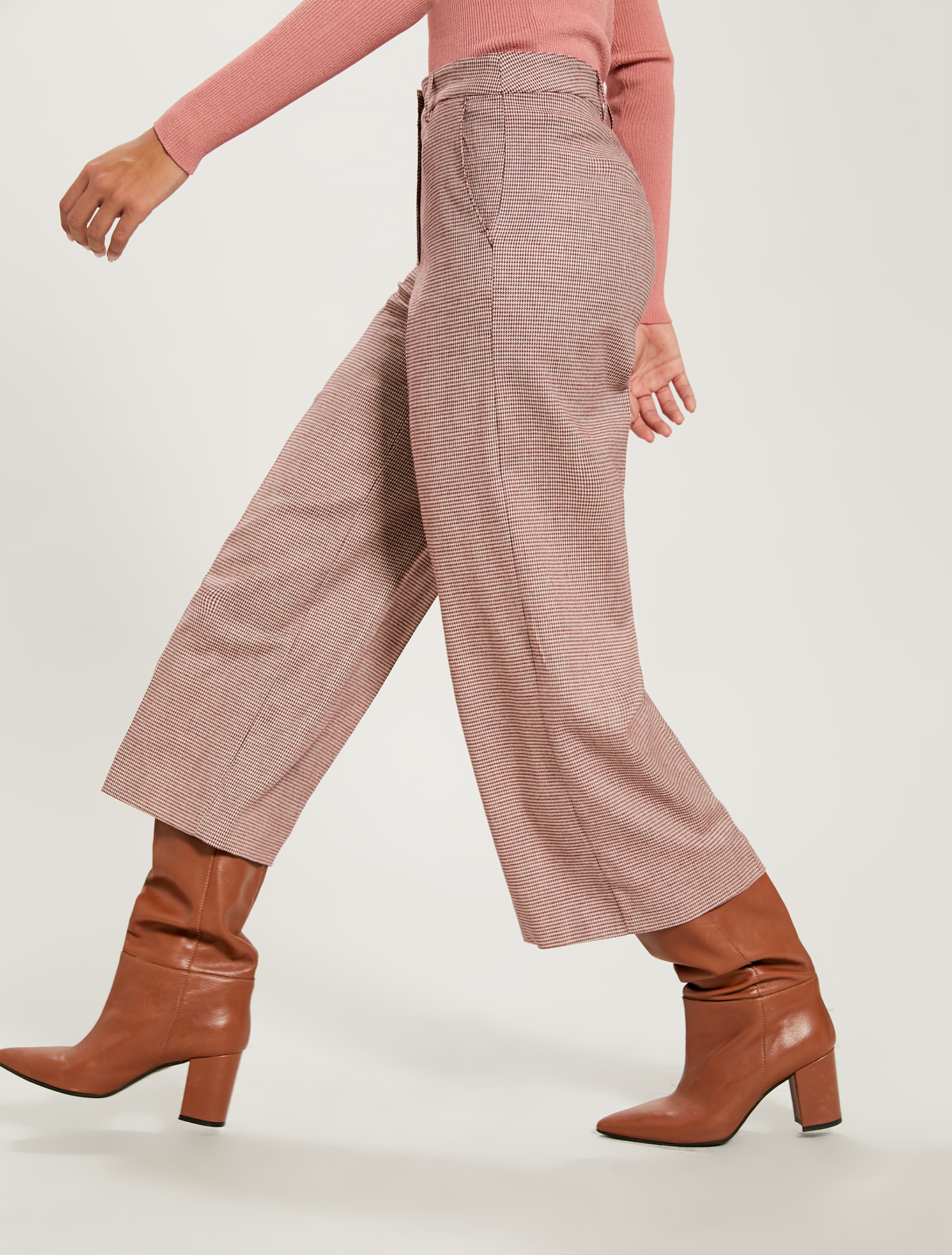 Wide leg houndstooth trousers, red pattern - Pennyblack Wide leg houndstooth trousers - red pattern - pennyblack