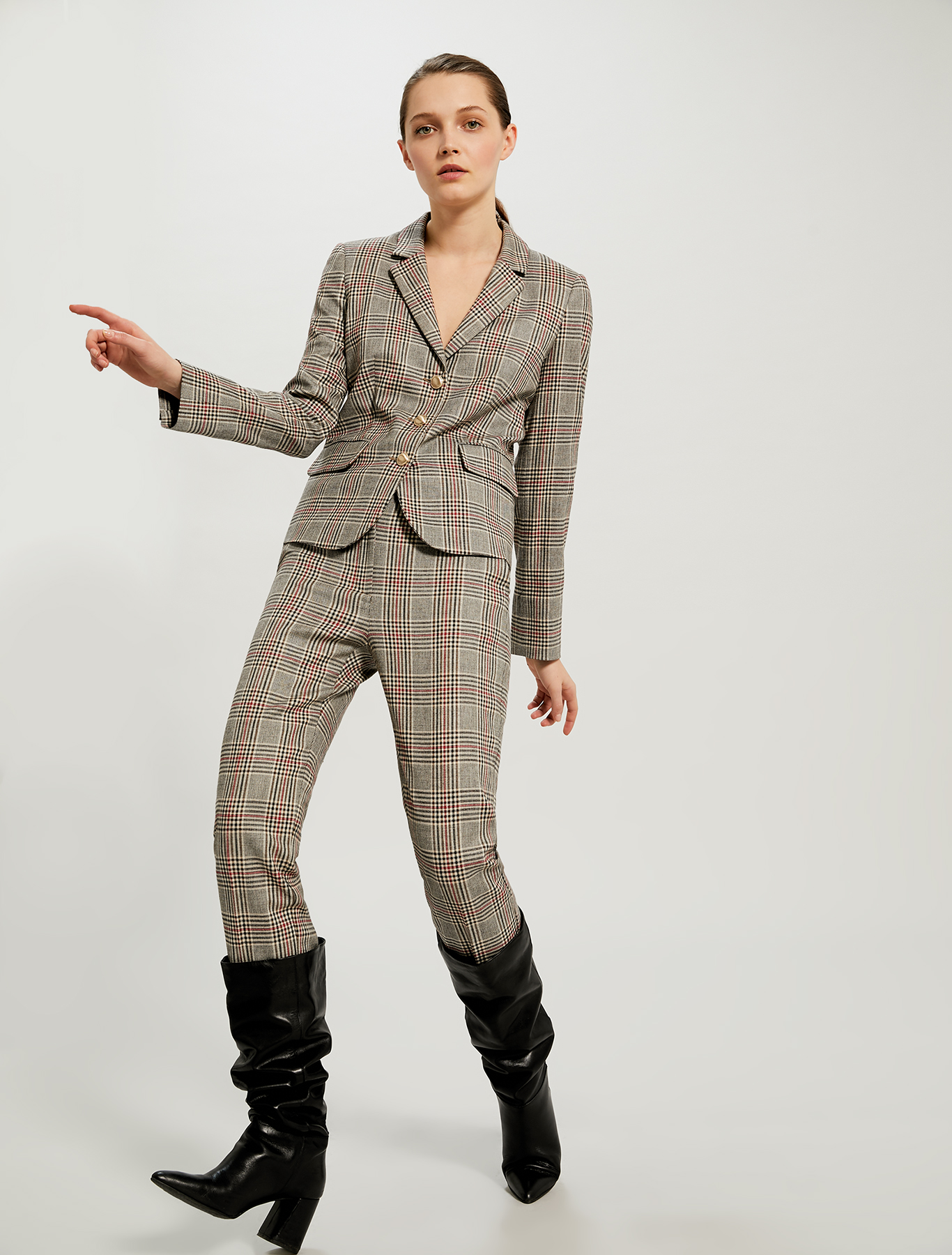 Prince of Wales check slim fit trousers, brown pattern - Pennyblack Prince of Wales check slim fit trousers - brown pattern - pennyblack