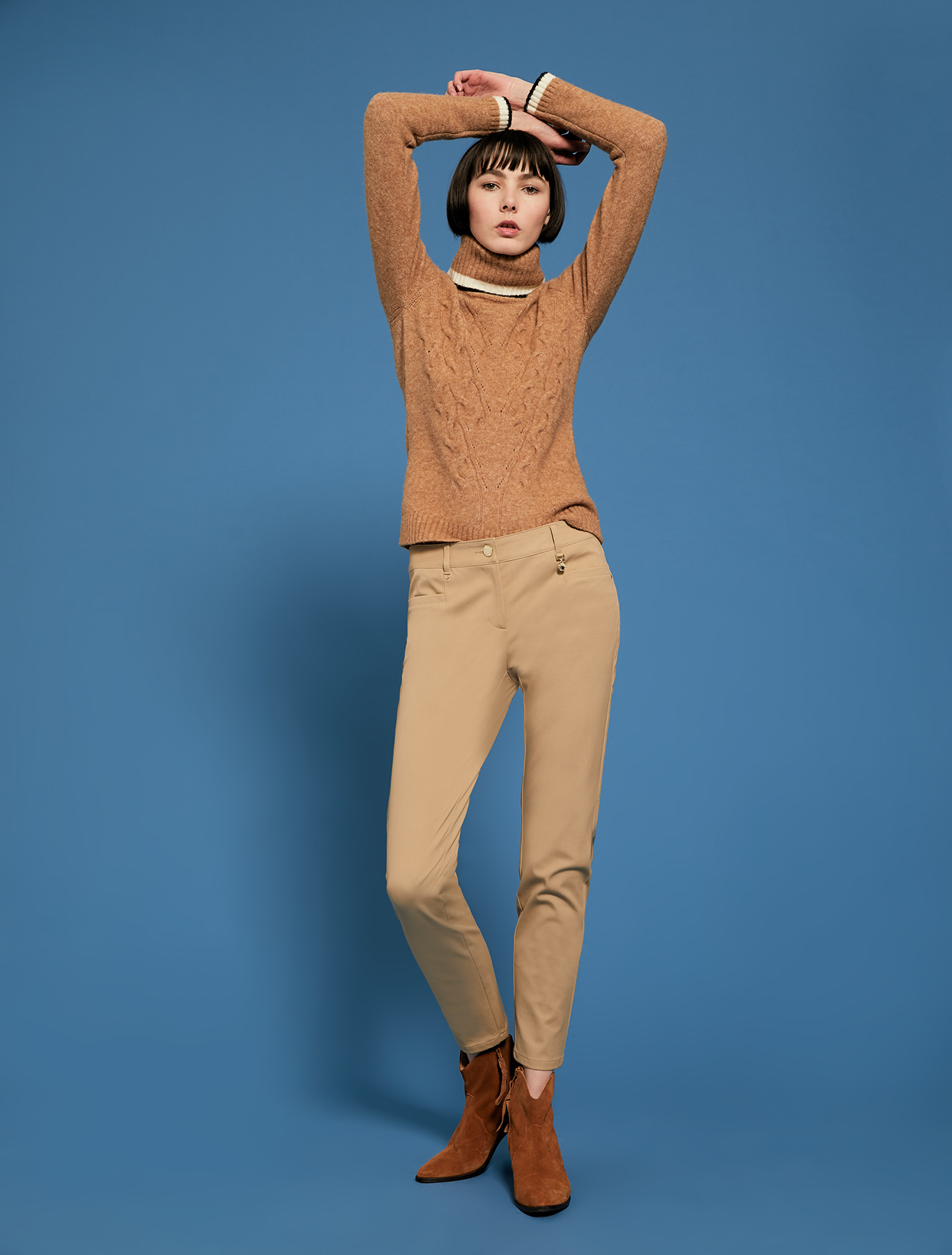 Skinny trousers in stretch cotton, camel - Pennyblack Skinny trousers in stretch cotton - camel - pennyblack