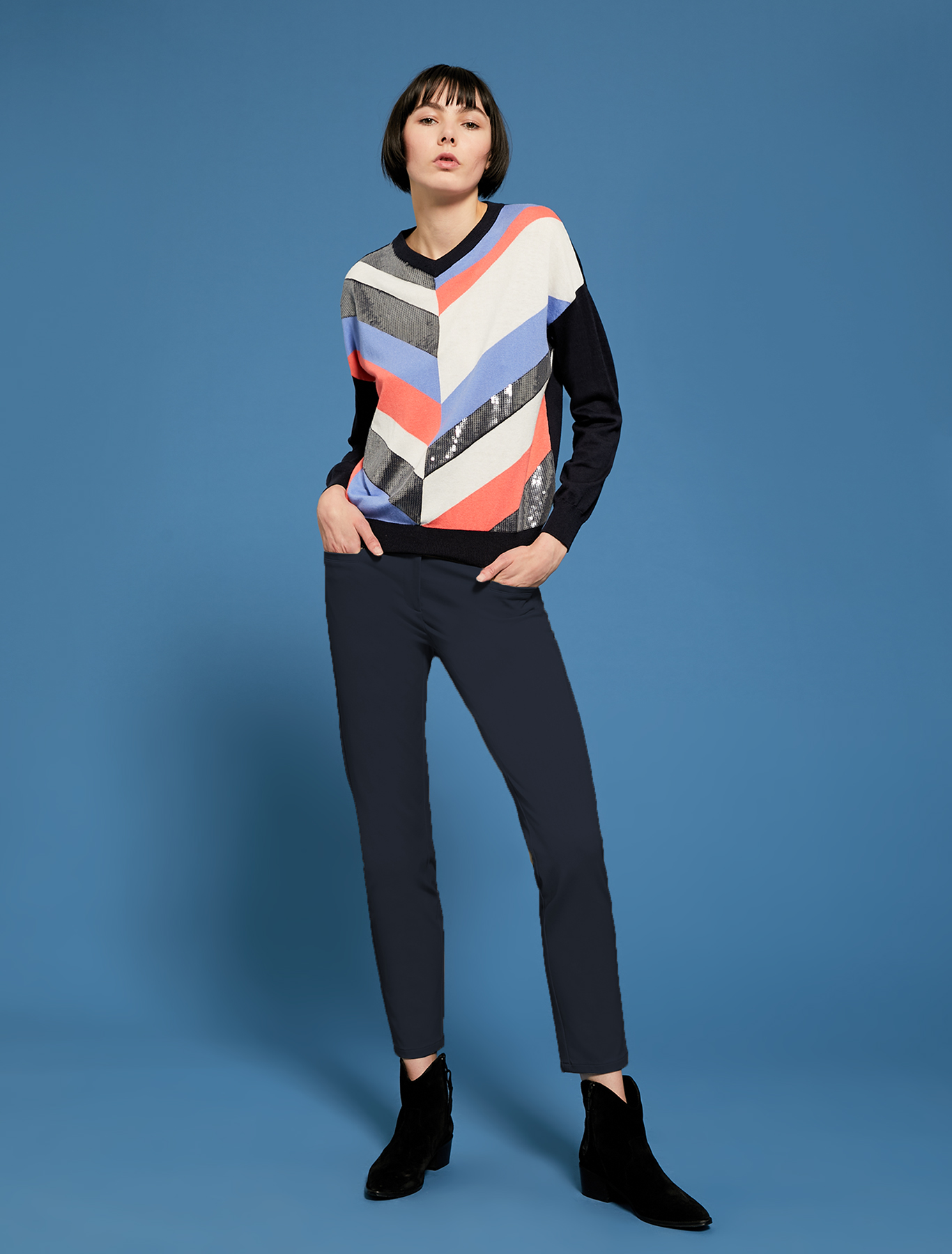Skinny trousers in stretch cotton, midnight blue - Pennyblack Skinny trousers in stretch cotton - midnight blue - pennyblack