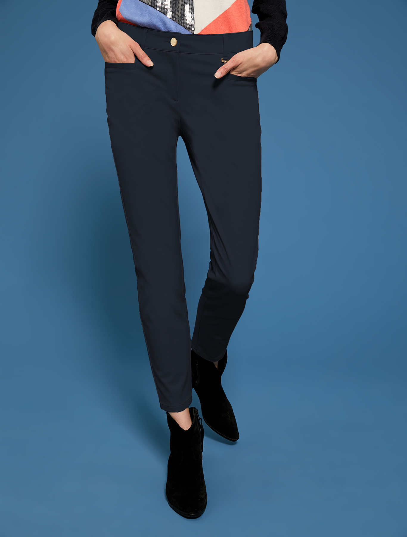 Skinny trousers in stretch cotton, midnight blue - Pennyblack Skinny trousers in stretch cotton - midnight blue - pennyblack