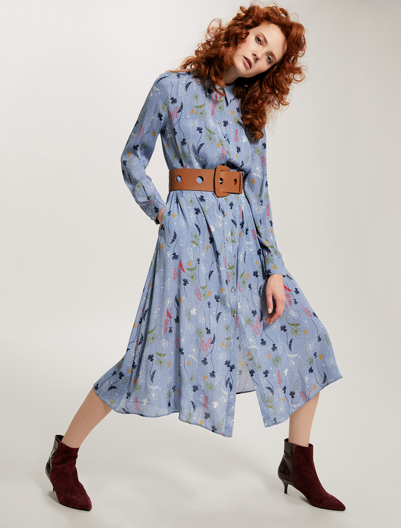 Chemisier con stampa botanica, fantasia azzurro - Pennyblack Chemisier con stampa botanica - fantasia azzurro - pennyblack