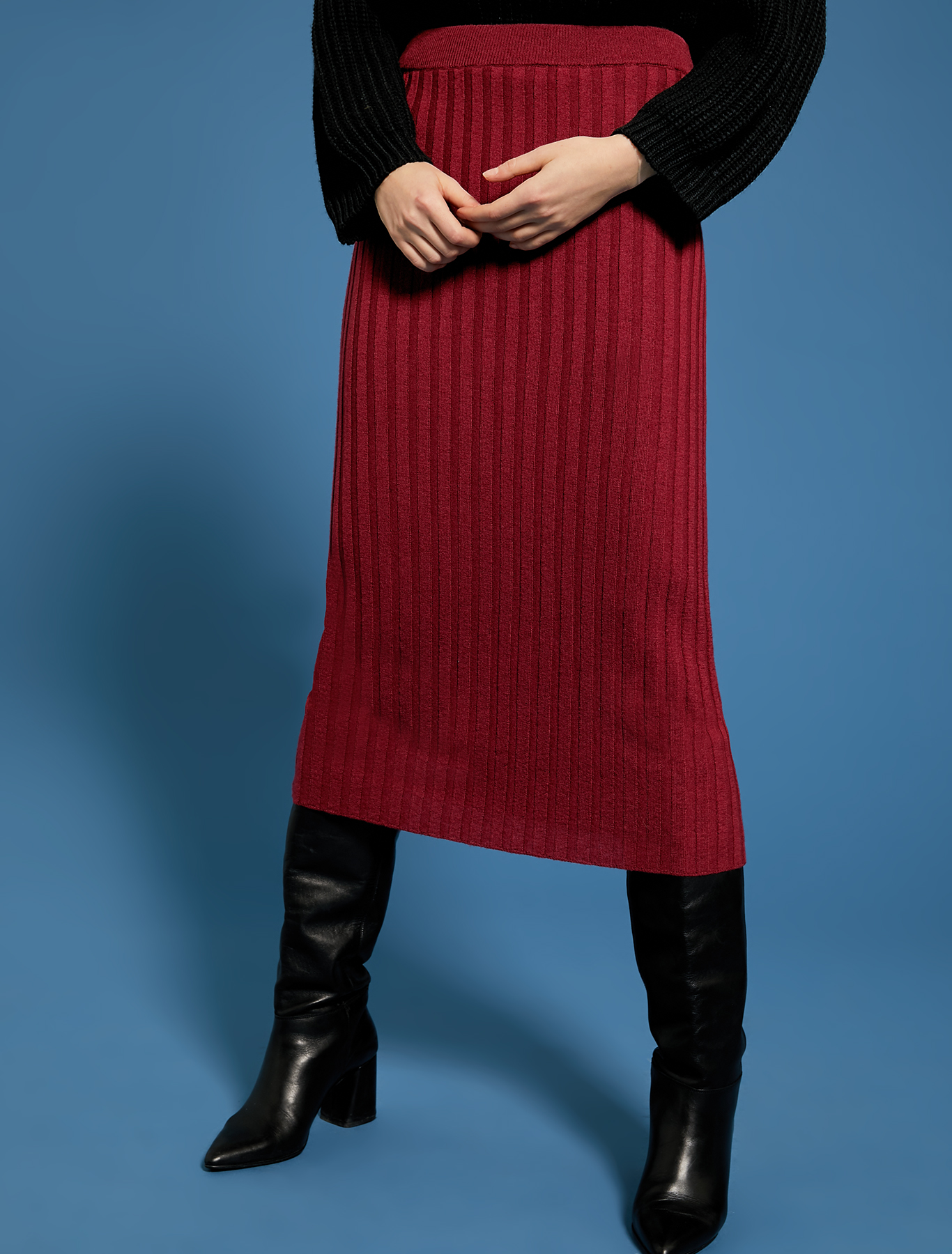 Knit pencil skirt, burgundy - Pennyblack Knit pencil skirt - burgundy - pennyblack