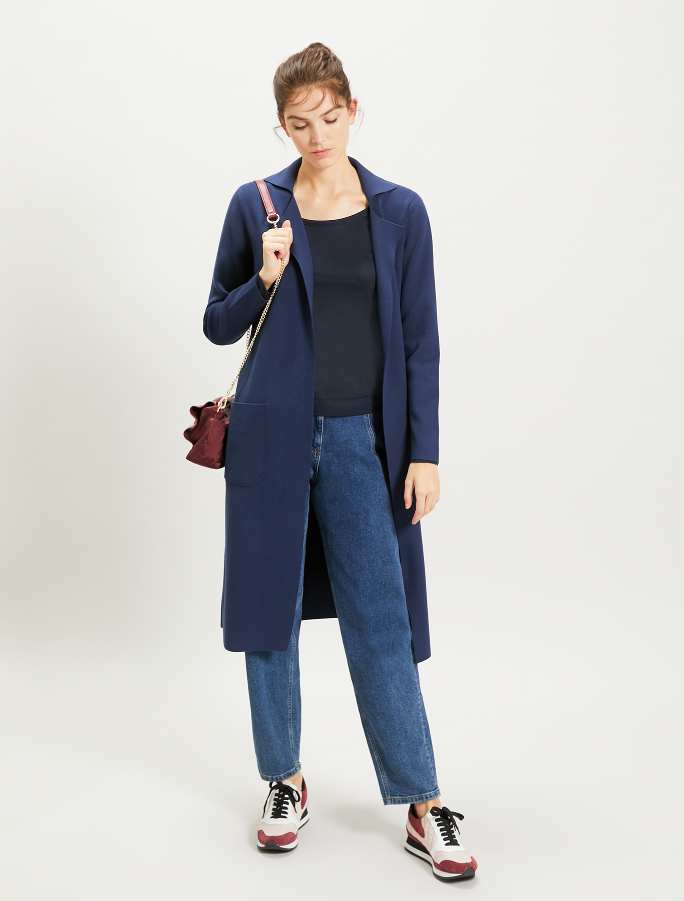 Cardigan with lapels and belt, navy blue - Pennyblack Cardigan with lapels and belt - navy blue - pennyblack