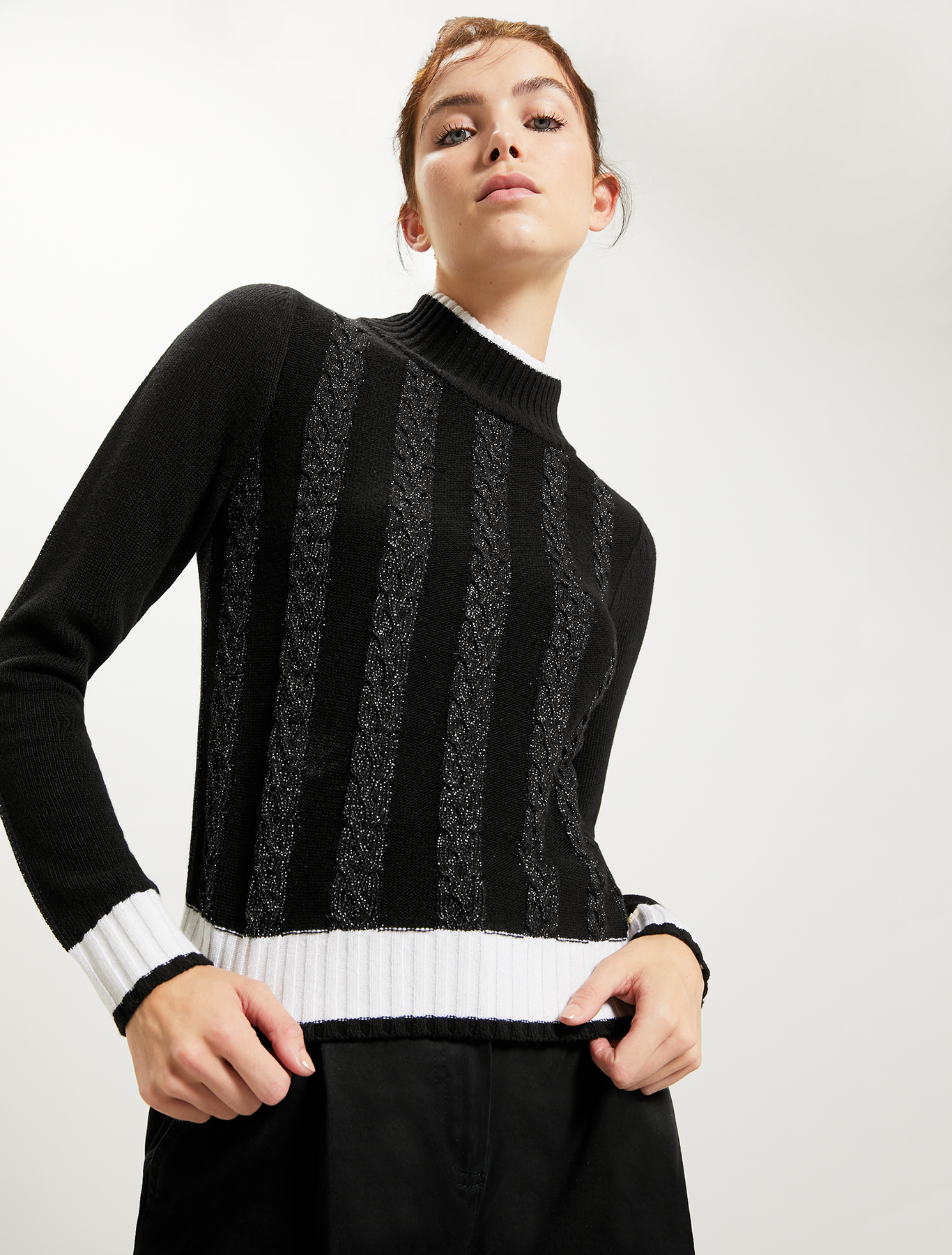 Jumper with lamé braids, black - Pennyblack