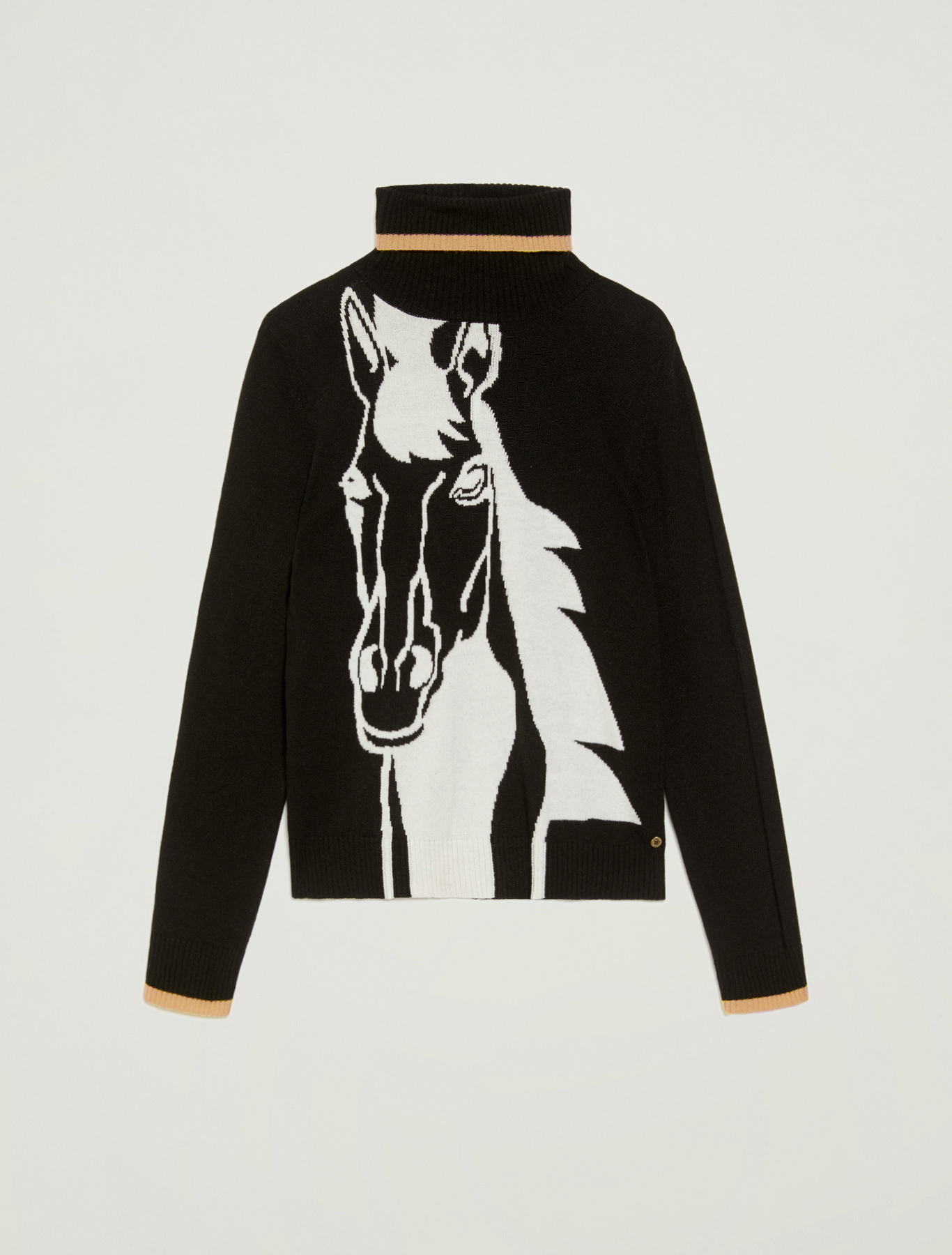 Jumper with horse inlay, black - Pennyblack