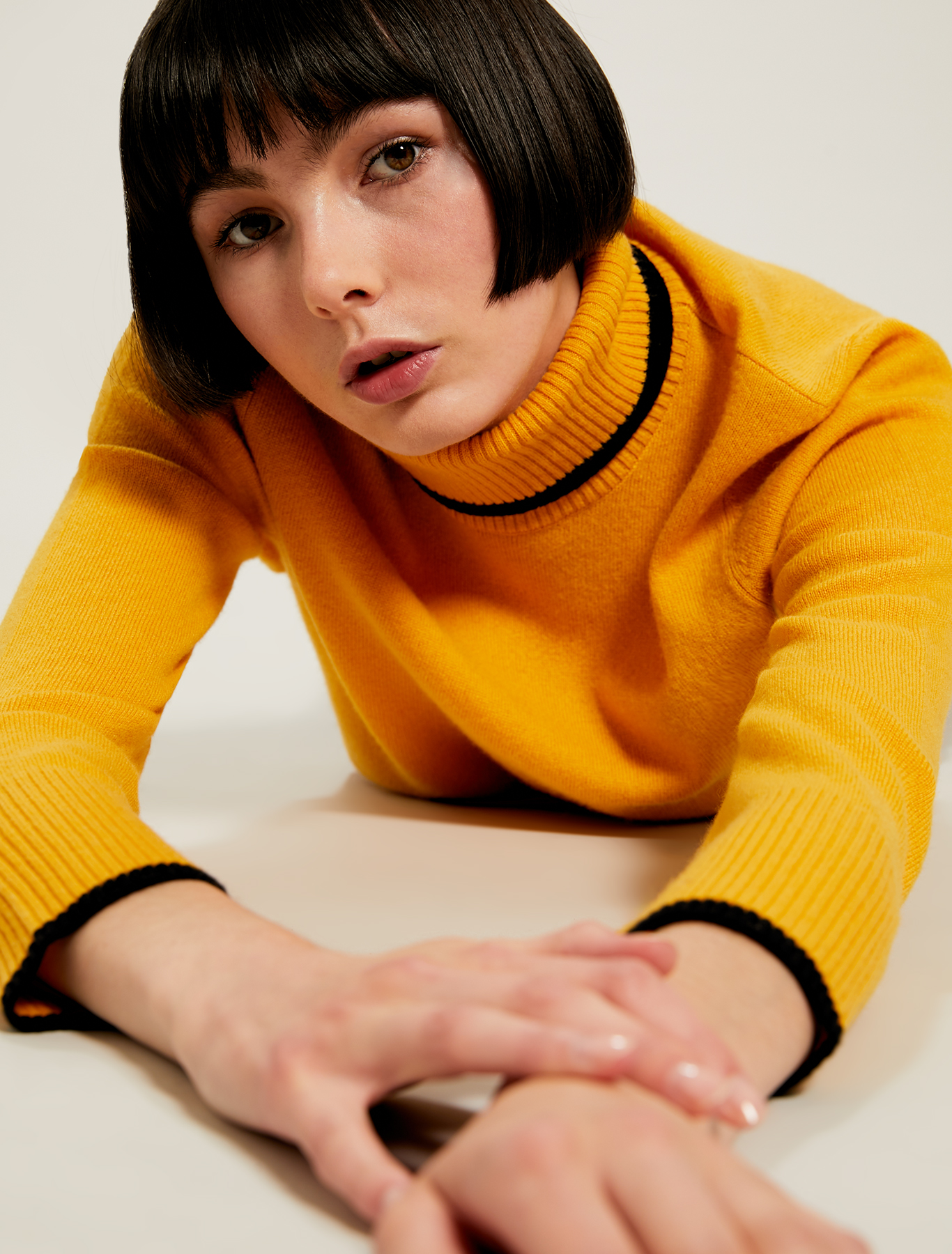 Jumper with turtleneck, pale yellow pattern - Pennyblack Jumper with turtleneck - pale yellow pattern - pennyblack