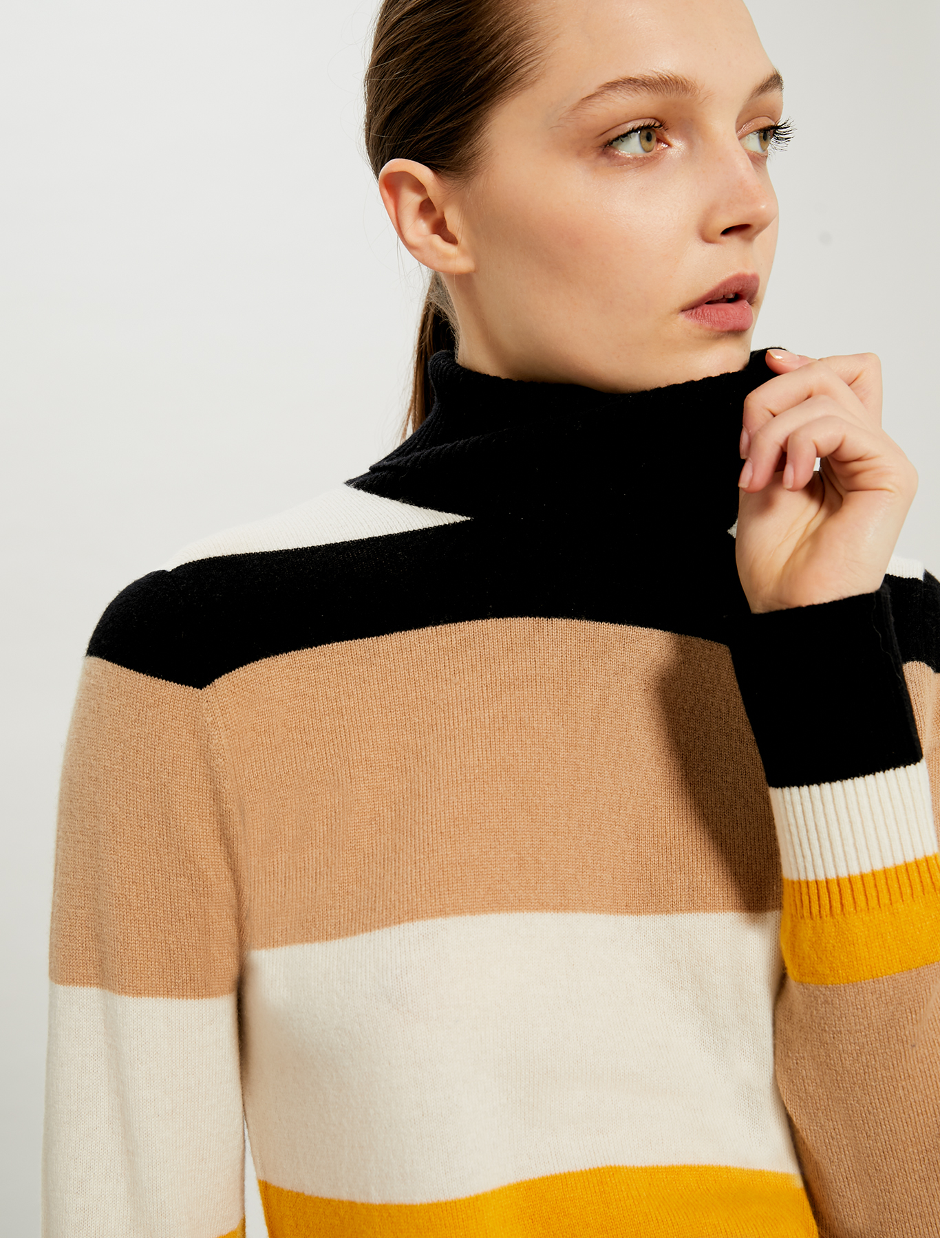 Jumper with turtleneck, soft yellow pattern - Pennyblack Jumper with turtleneck - soft yellow pattern - pennyblack