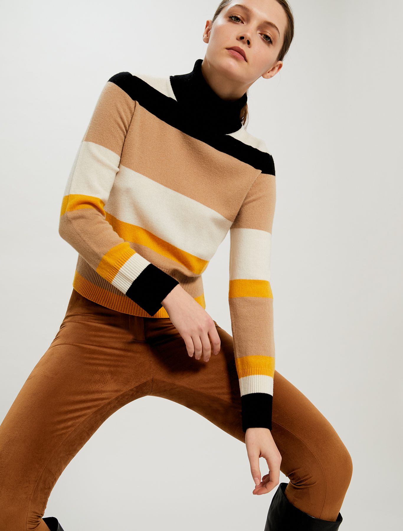 Jumper with turtleneck, soft yellow pattern - Pennyblack Jumper with turtleneck - soft yellow pattern - pennyblack