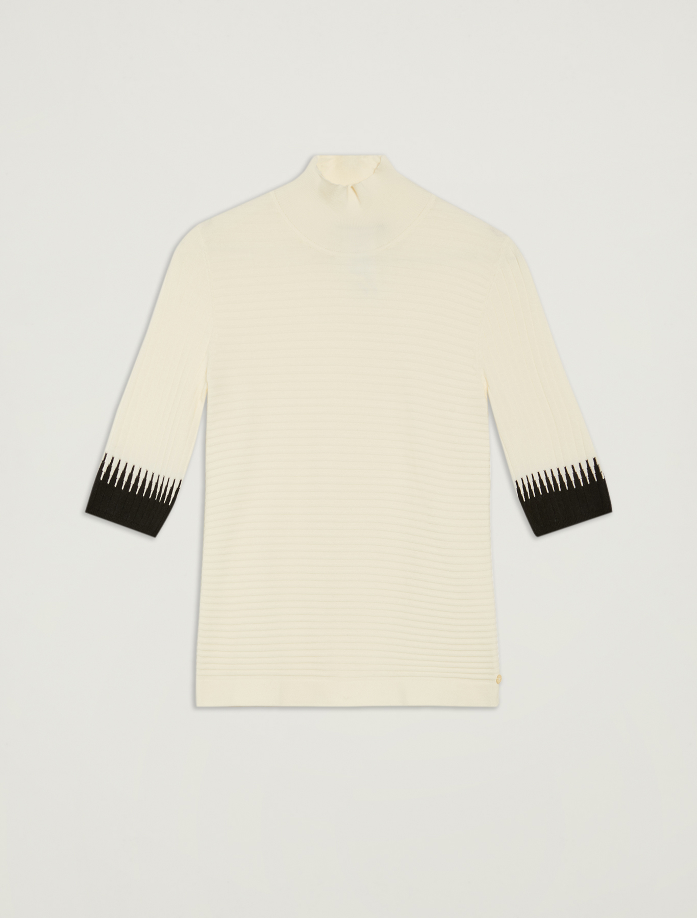 Turtleneck with contrasting details, ivory pattern - Pennyblack Turtleneck with contrasting details - ivory pattern - pennyblack
