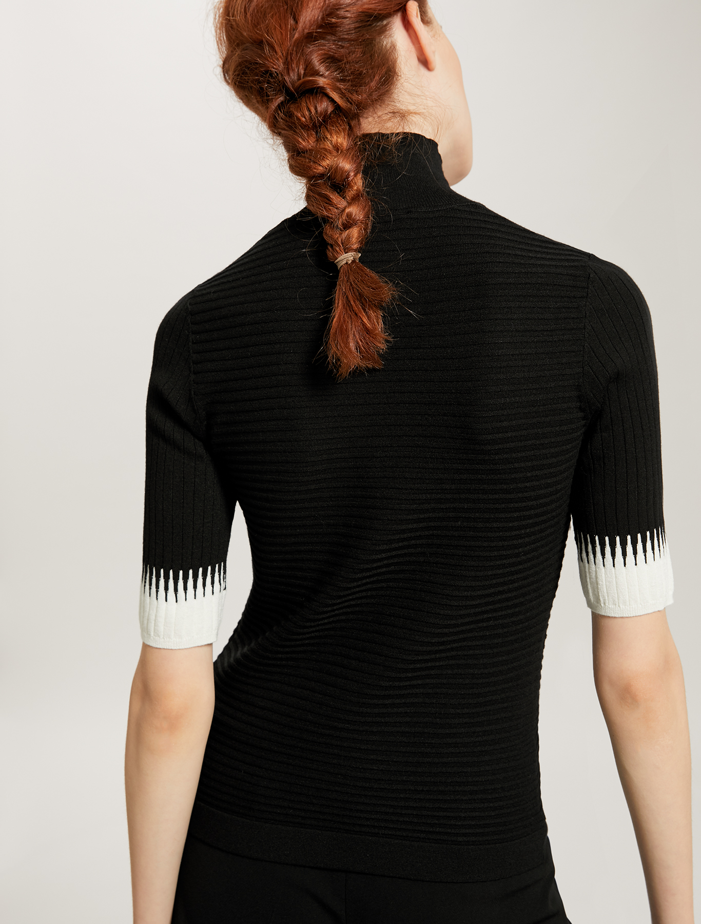 Turtleneck with contrasting details, black pattern - Pennyblack Turtleneck with contrasting details - black pattern - pennyblack