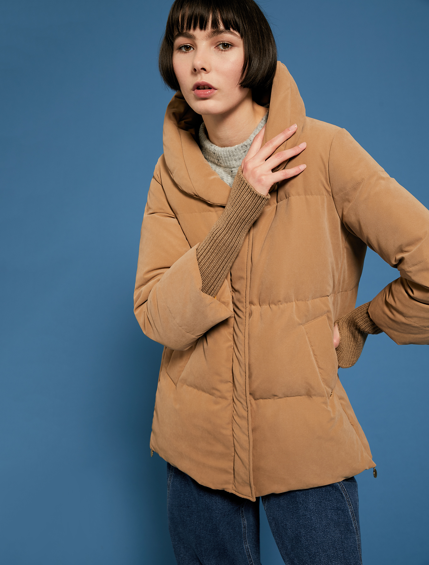 Down jacket with transformer details, camel - Pennyblack Down jacket with transformer details - camel - pennyblack