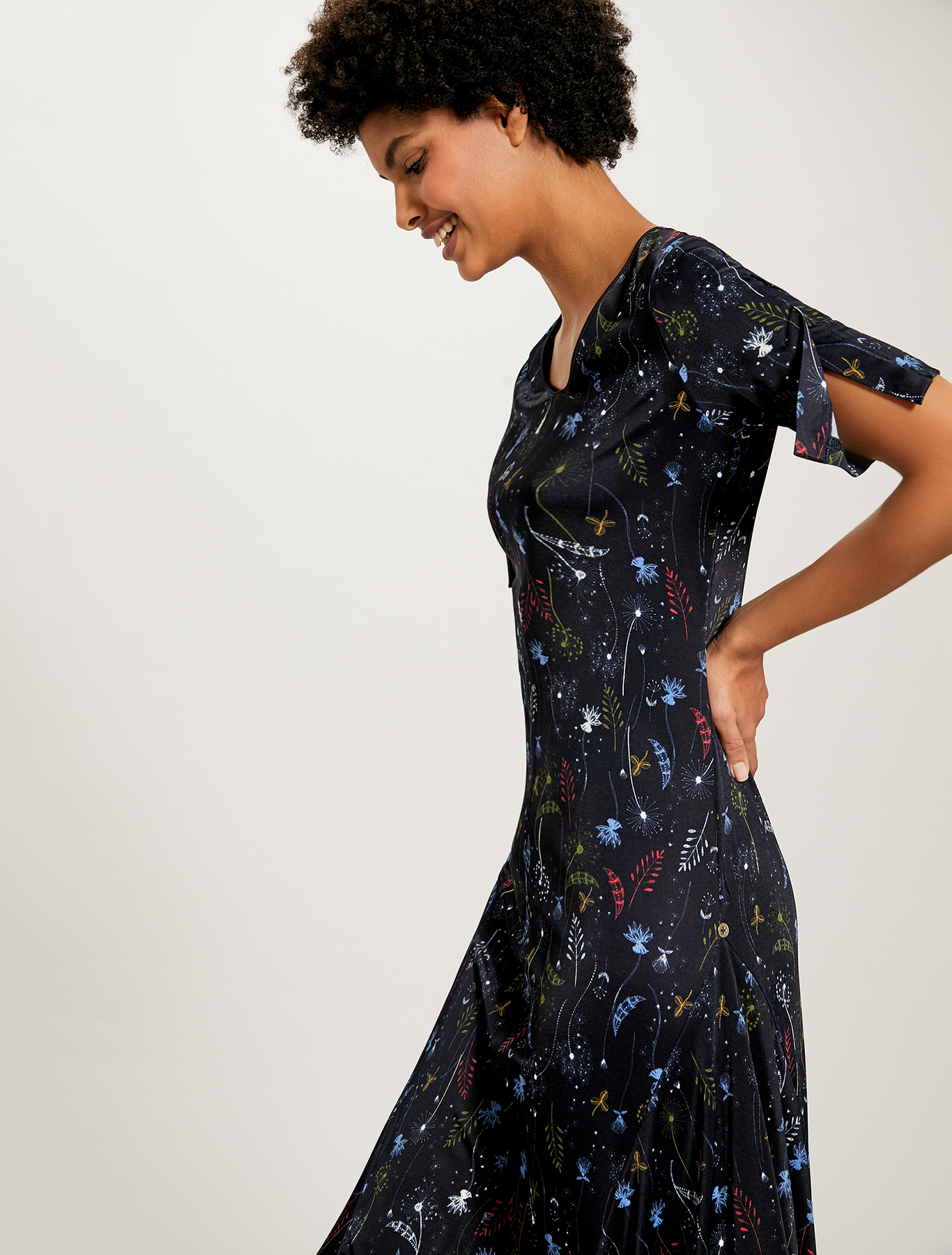 Jersey dress with plant print, navy blue pattern - Pennyblack Jersey dress with plant print - navy blue pattern - pennyblack
