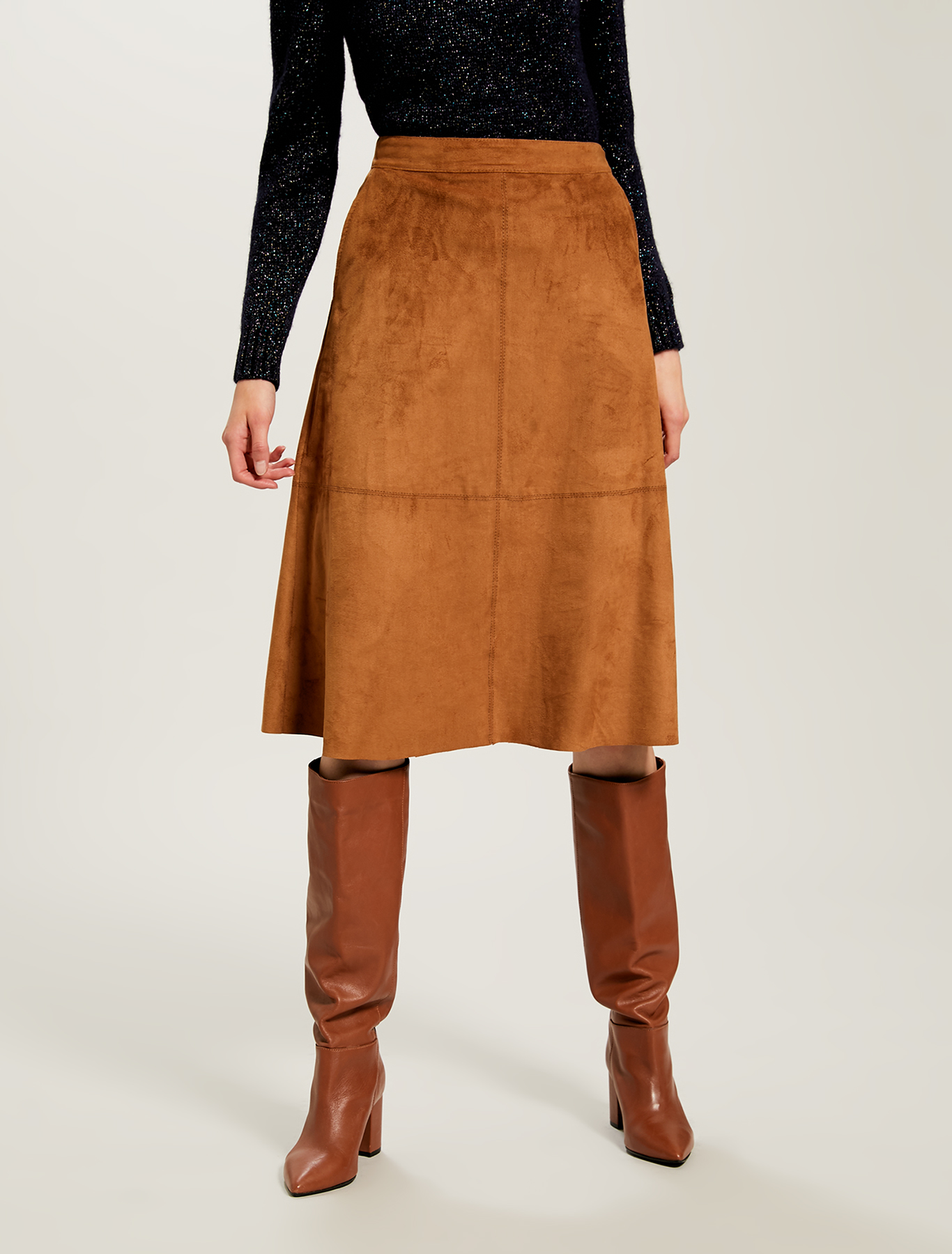A-line skirt in velvet jersey, tan - Pennyblack A-line skirt in velvet jersey - tan - pennyblack