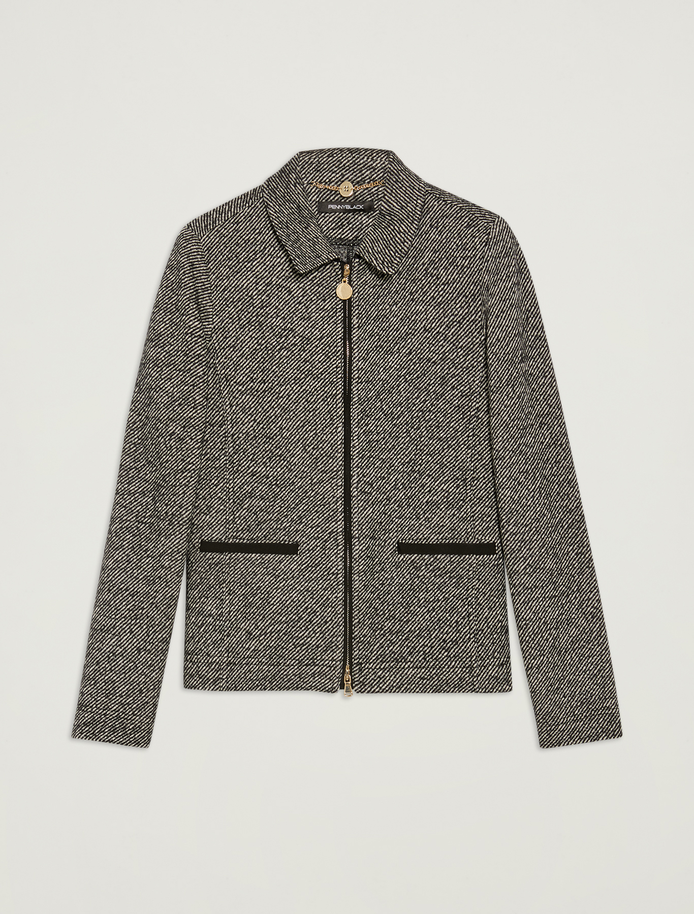 Zipped tweed jersey jacket, black pattern - Pennyblack Zipped tweed jersey jacket - black pattern - pennyblack
