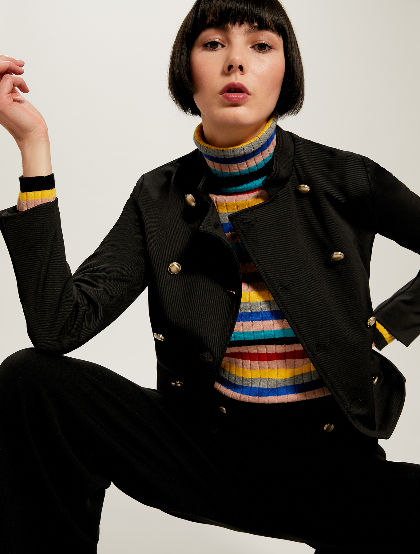 Double-breasted jersey tailcoat, black - Pennyblack