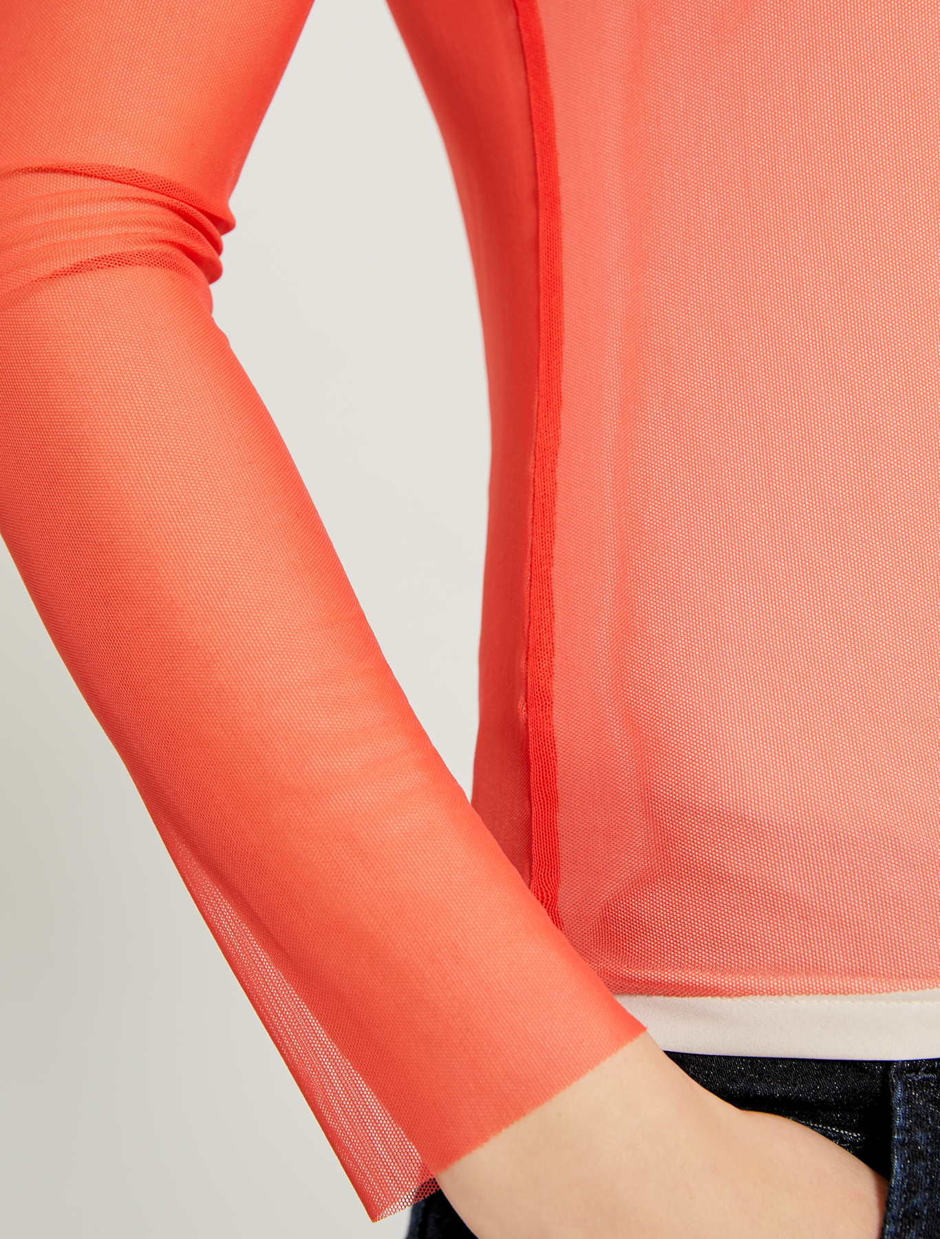 Turtleneck T-shirt in stretch tulle, coral - Pennyblack Turtleneck T-shirt in stretch tulle - coral - pennyblack