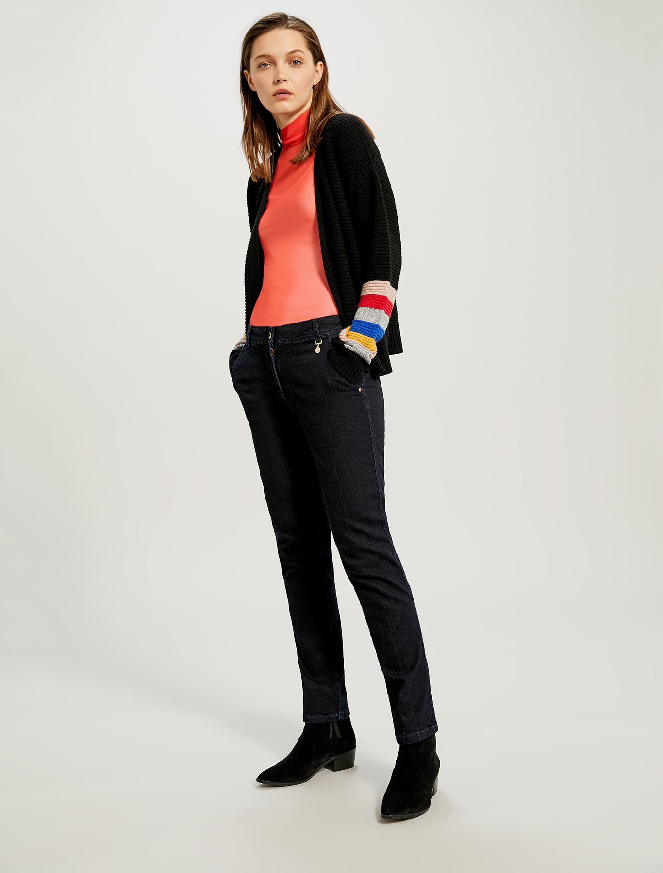 Turtleneck T-shirt in stretch tulle, coral - Pennyblack Turtleneck T-shirt in stretch tulle - coral - pennyblack