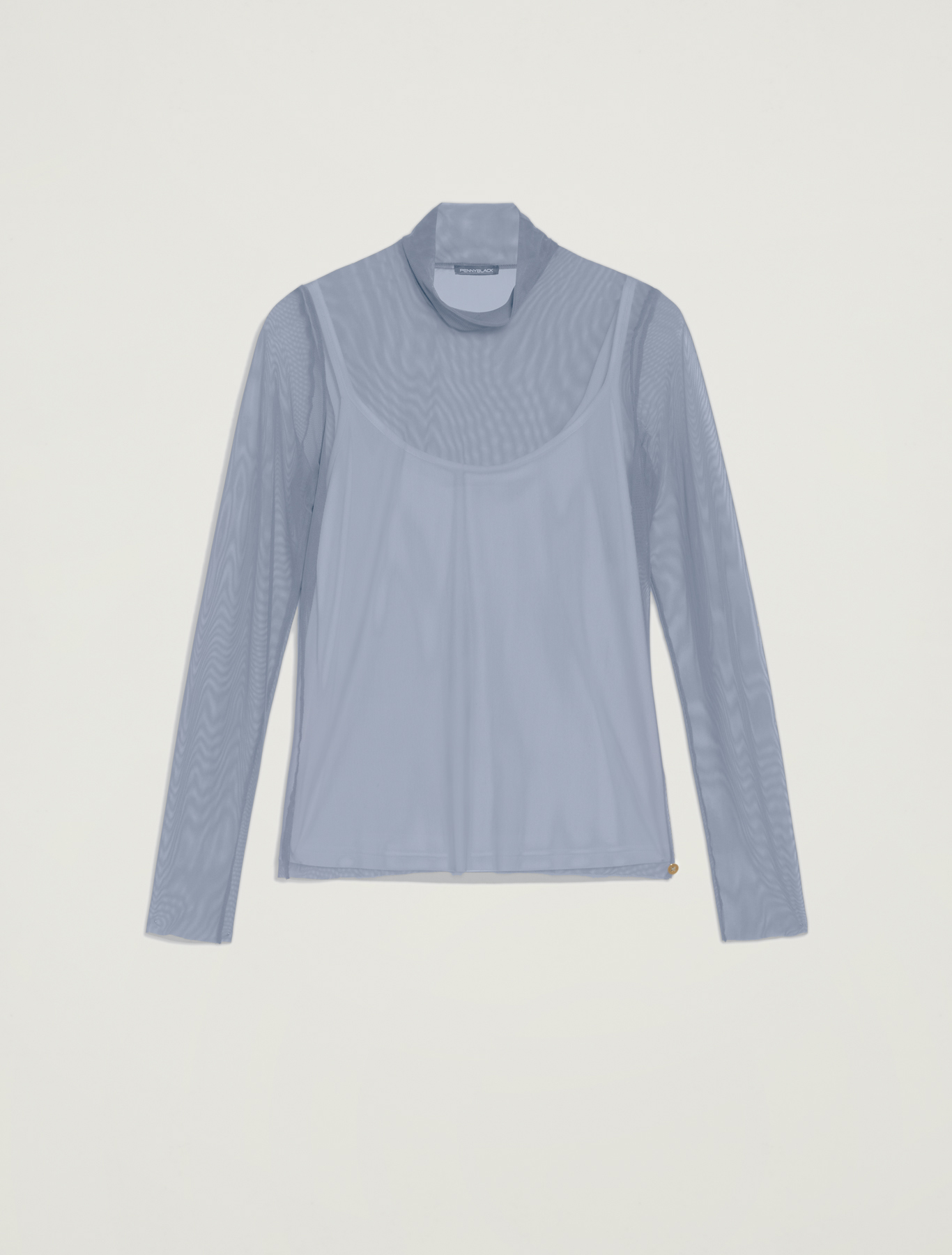 Turtleneck T-shirt in stretch tulle, air force blue - Pennyblack Turtleneck T-shirt in stretch tulle - air force blue - pennyblack