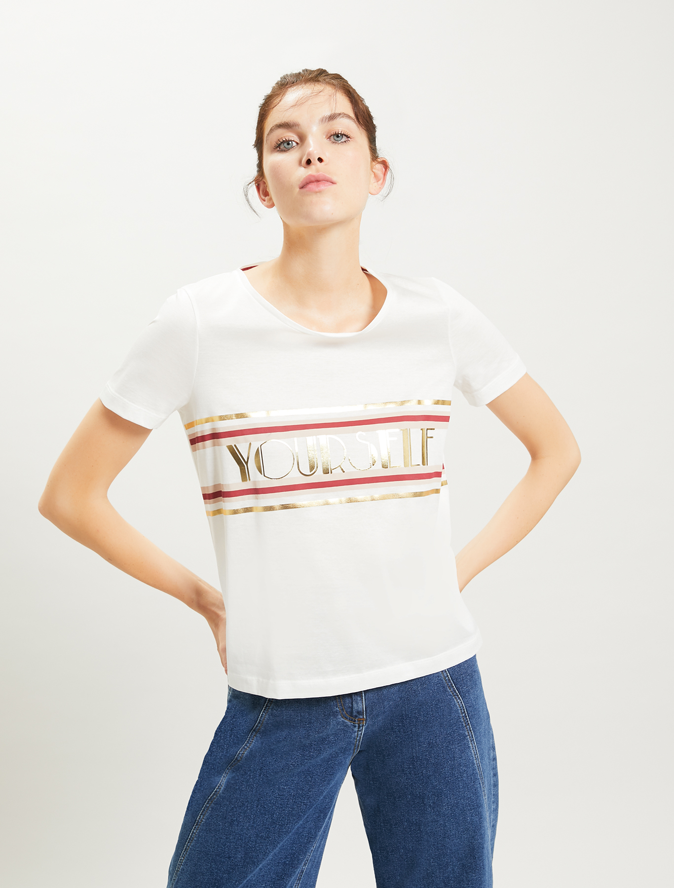 T-shirt with lettering print, ivory pattern - Pennyblack T-shirt with lettering print - ivory pattern - pennyblack