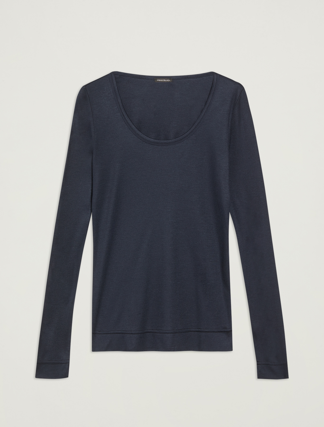T-shirt con profilo in crêpe, blu marino - Pennyblack T-shirt con profilo in crêpe - blu marino - pennyblack