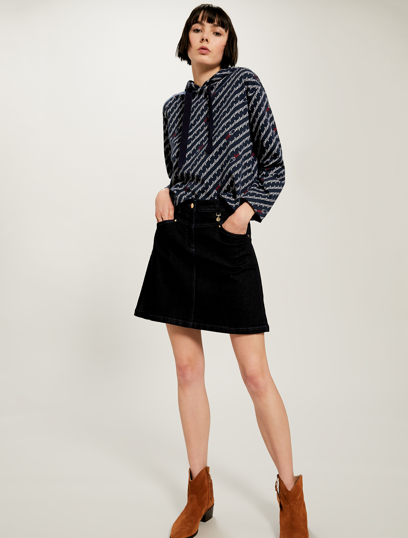 Blue denim A-line skirt, midnight blue - Pennyblack Blue denim A-line skirt - midnight blue - pennyblack