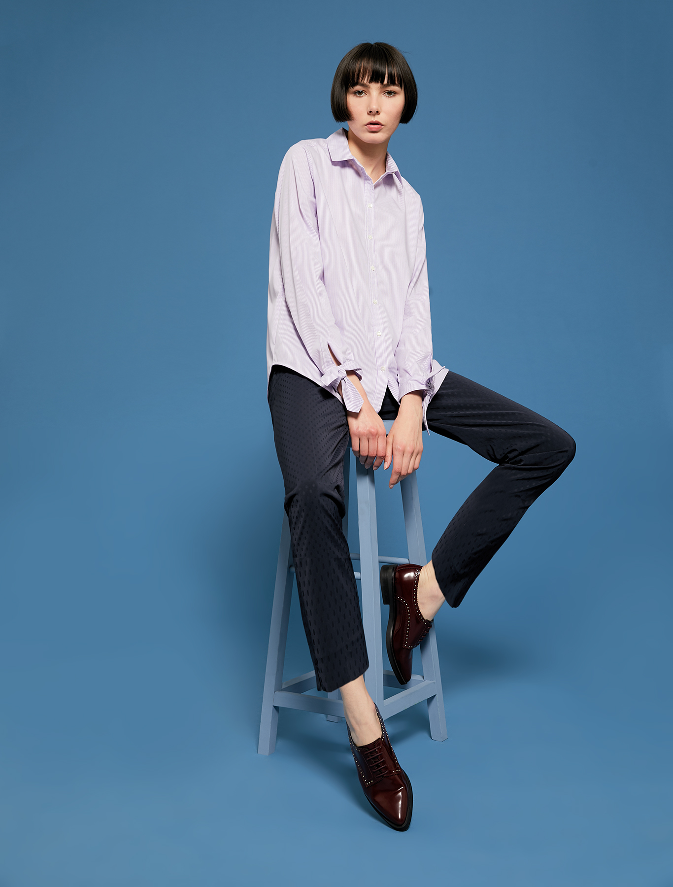 Shirt with bow cuffs, lilac pattern - Pennyblack Shirt with bow cuffs - lilac pattern - pennyblack