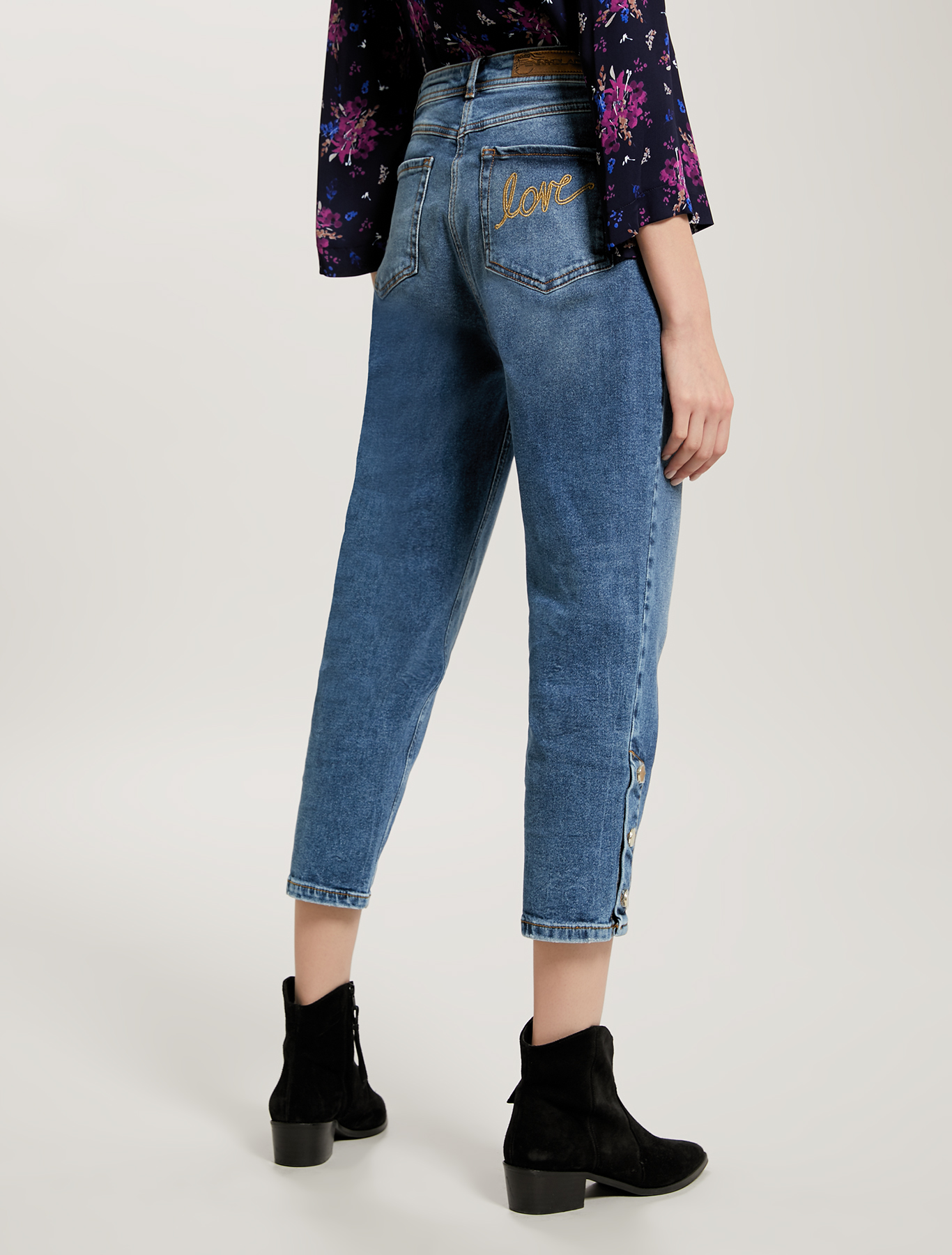 Mom-fit jeans with gold-tone buttons, midnight blue - Pennyblack Mom-fit jeans with gold-tone buttons - midnight blue - pennyblack