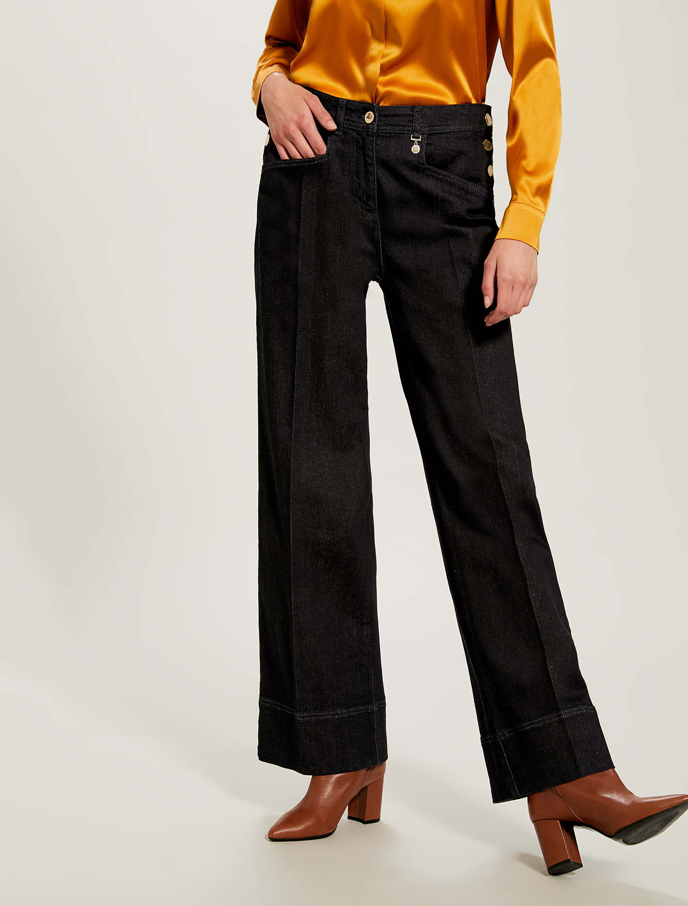 Dark blue wide-leg jeans, midnight blue - Pennyblack Dark blue wide-leg jeans - midnight blue - pennyblack