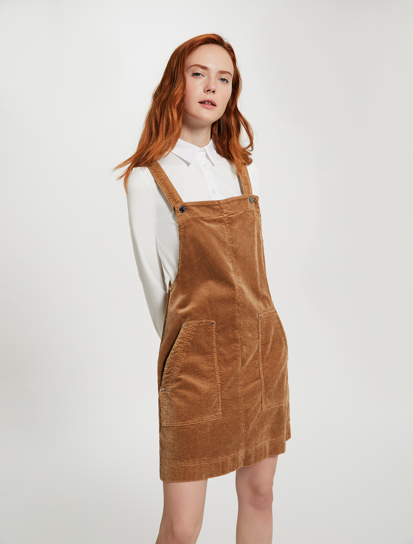 Velvet pinafore dress, beige - Pennyblack Velvet pinafore dress - beige - pennyblack