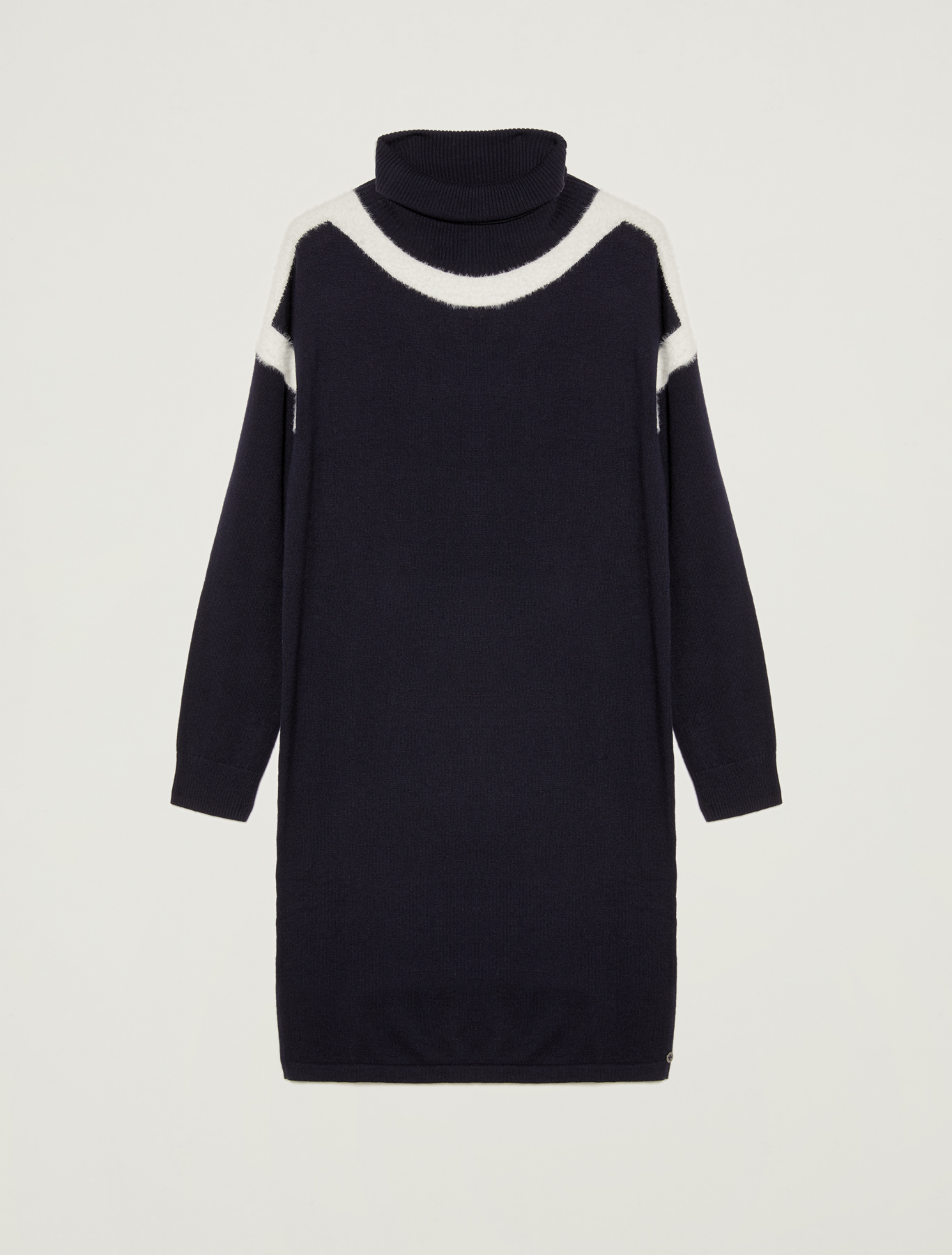 Knit dress with intarsia, navy blue - Pennyblack