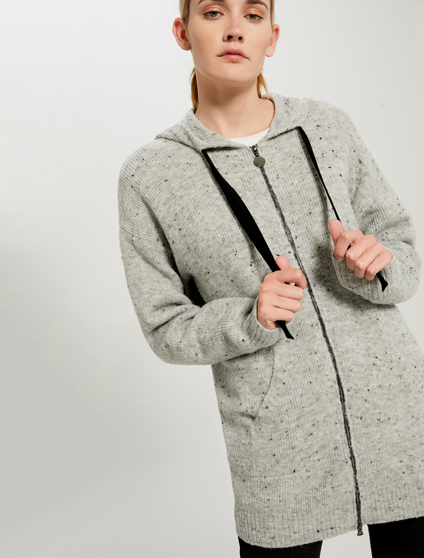 Hooded tweed cardigan, light grey - Pennyblack Hooded tweed cardigan - light grey - pennyblack