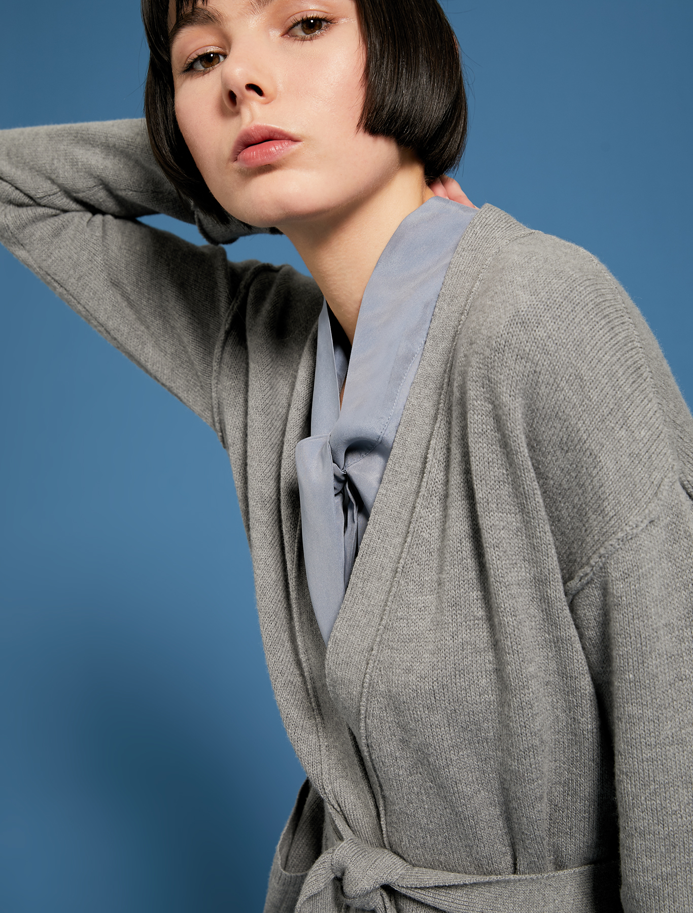 Cardigan with ribbed details, medium grey - Pennyblack Cardigan with ribbed details - medium grey - pennyblack