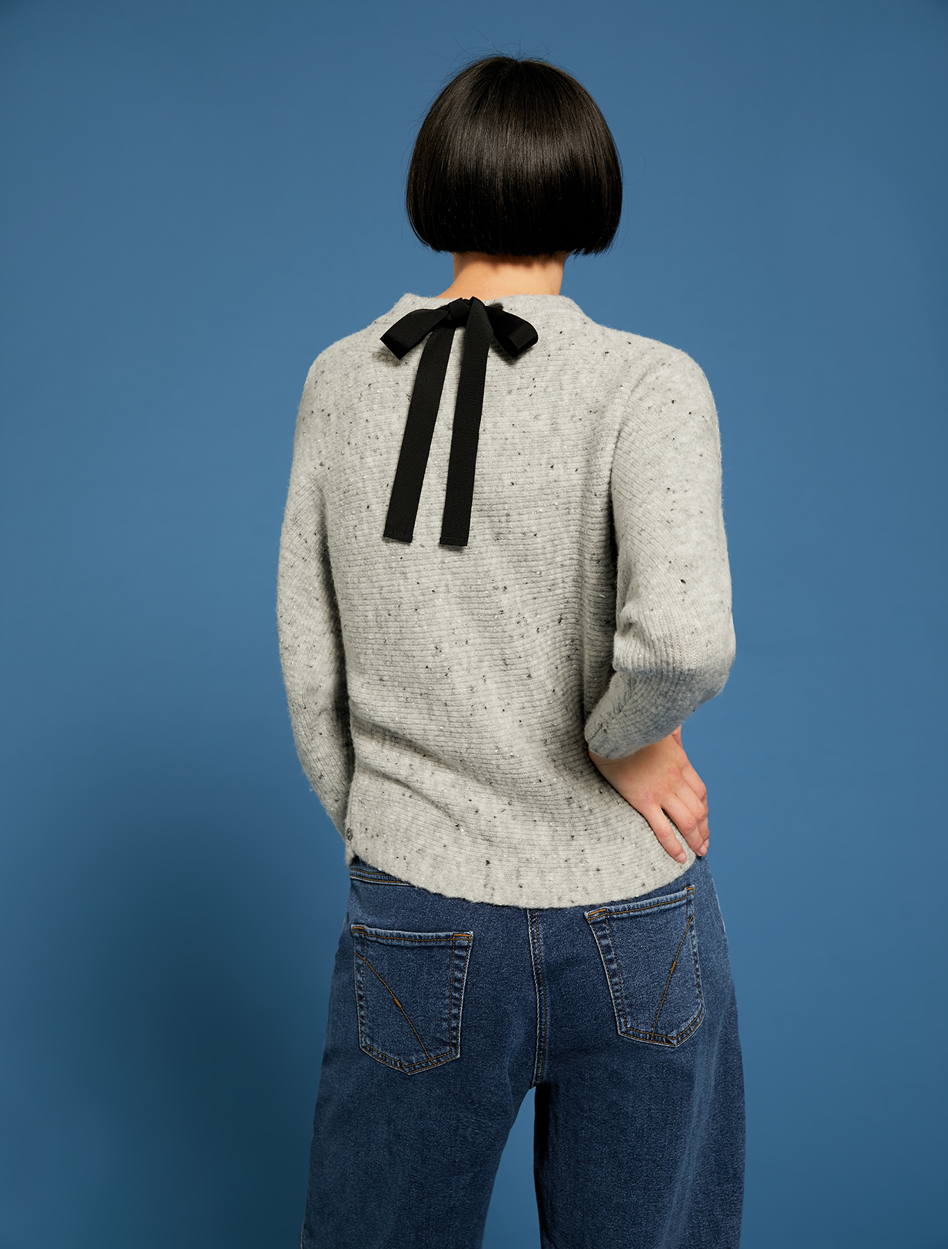 Tweed jumper with bow, light grey - Pennyblack Tweed jumper with bow - light grey - pennyblack
