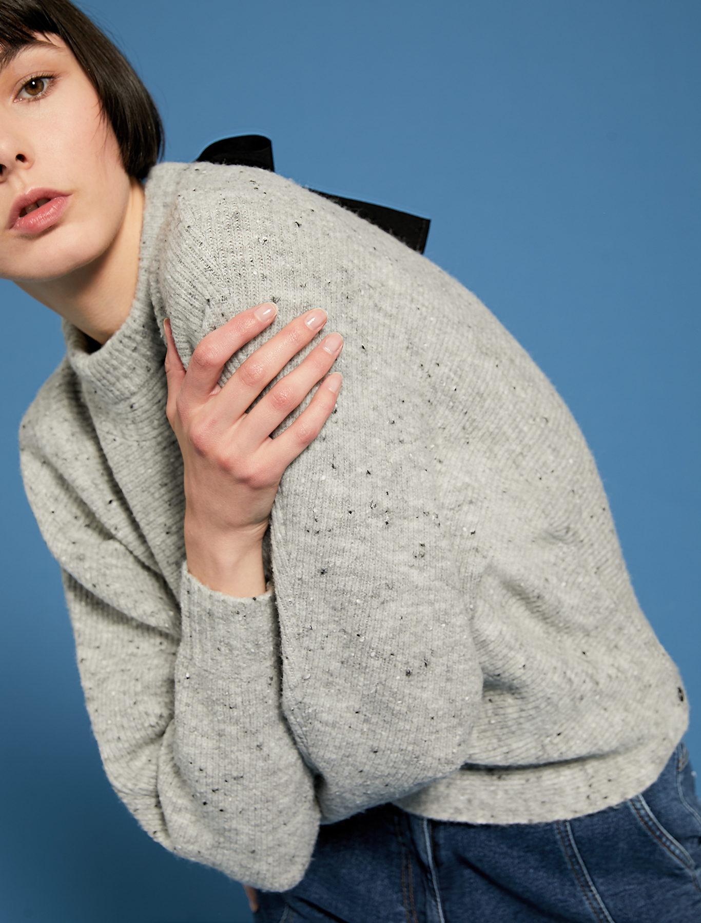 Tweed jumper with bow, light grey - Pennyblack Tweed jumper with bow - light grey - pennyblack