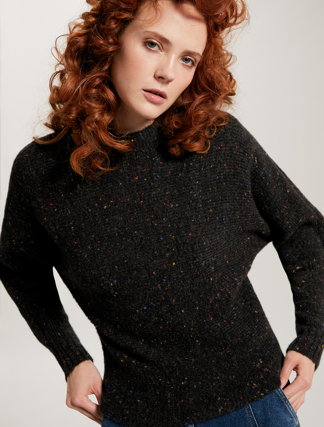 Tweed jumper with bow, black - Pennyblack Tweed jumper with bow - black - pennyblack