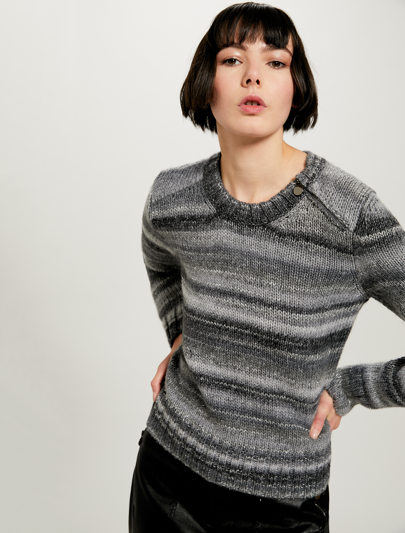 Maglia a righe sfumate con lamé, grigio chiaro - Pennyblack Maglia a righe sfumate con lamé - grigio chiaro - pennyblack