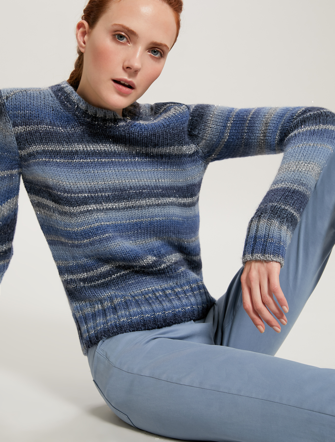 Shaded striped jumper with lamé, light blue - Pennyblack Shaded striped jumper with lamé - light blue - pennyblack
