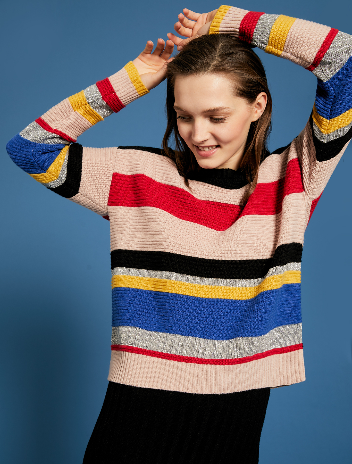 Striped jumper with lamé, pink - Pennyblack Striped jumper with lamé - pink - pennyblack